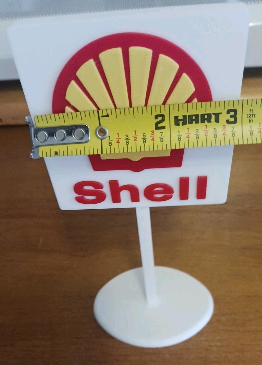 Shell Gasoline Gas Oil Miniature 3d Printed Sign. 6.5" Tall.