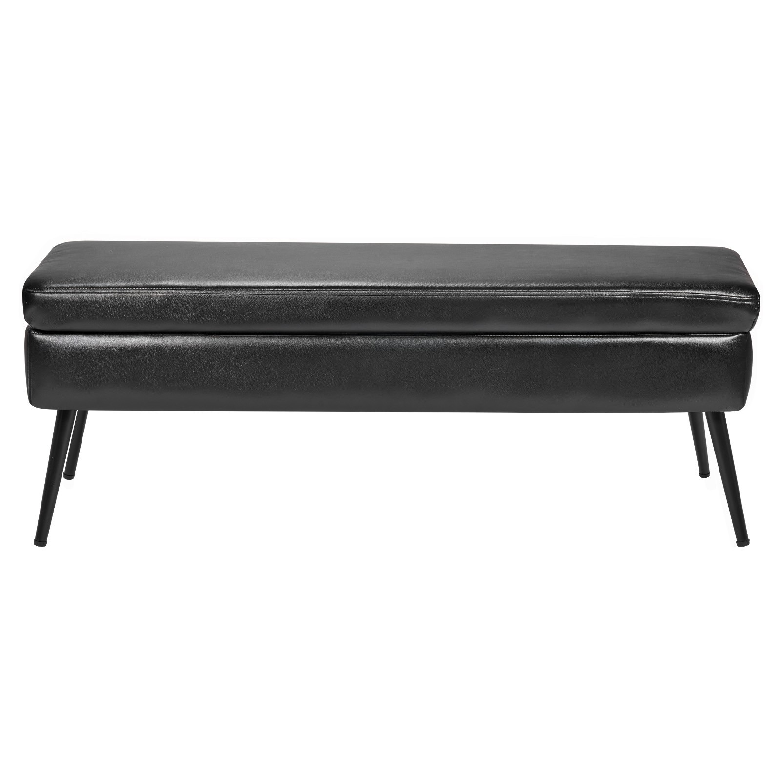 Uimoso PU Leather Storage Ottoman Bench Shoe Seat with Storage & Metal Leg Black