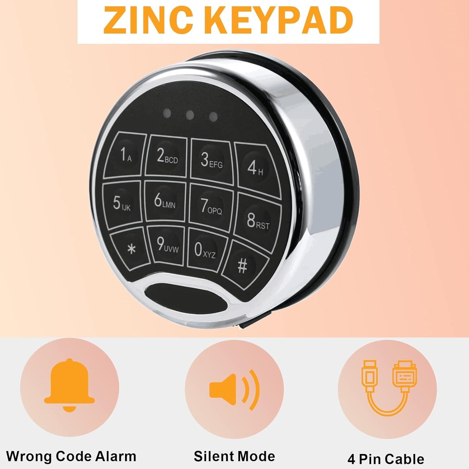 Digital Electronic Keypad Lock For Safes Swing Bolt Lock With 2 Override Keys