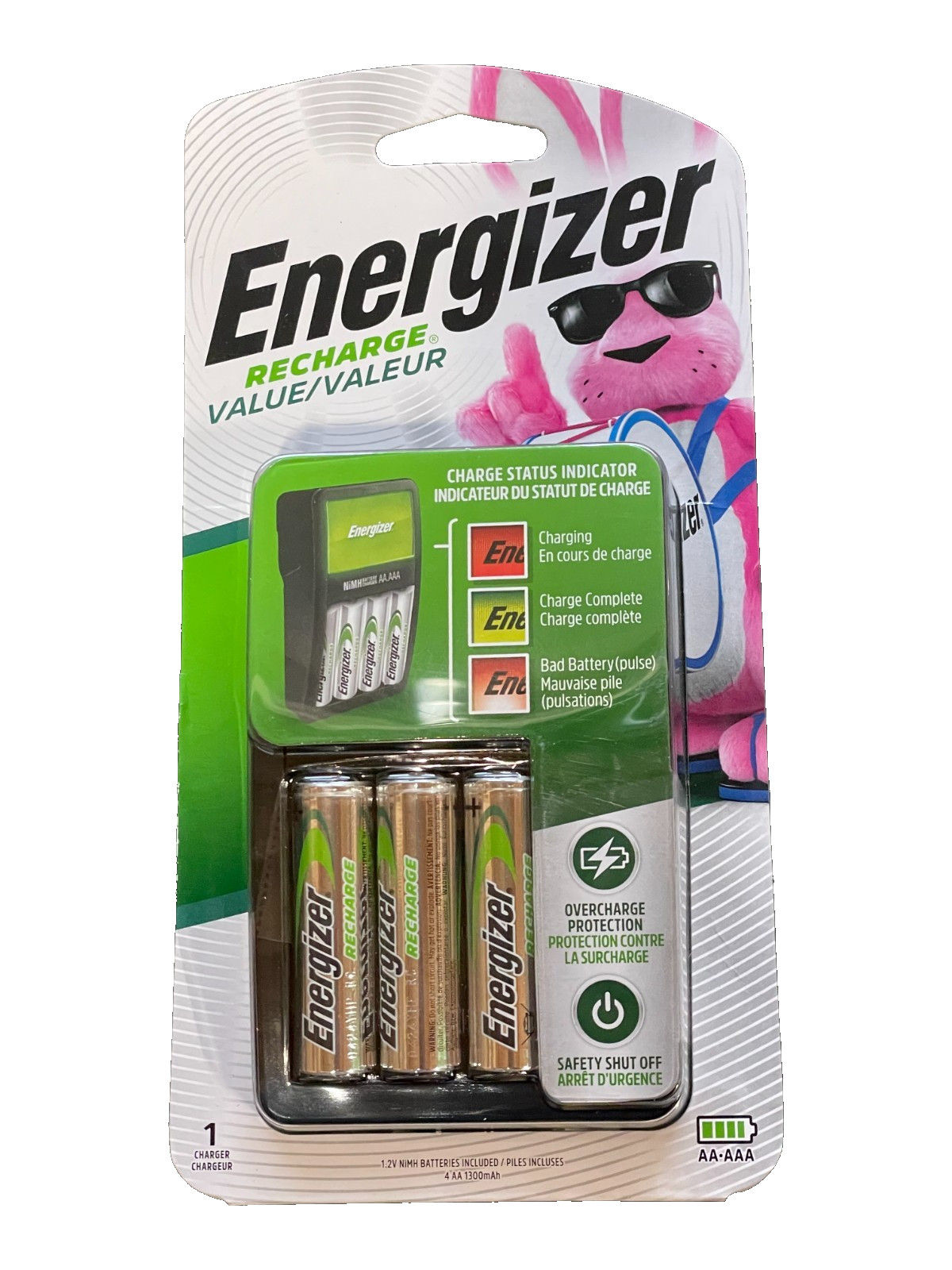 Energizer Rechargeable AA and AAA Battery Charger with 4 AA NiMH Batteries