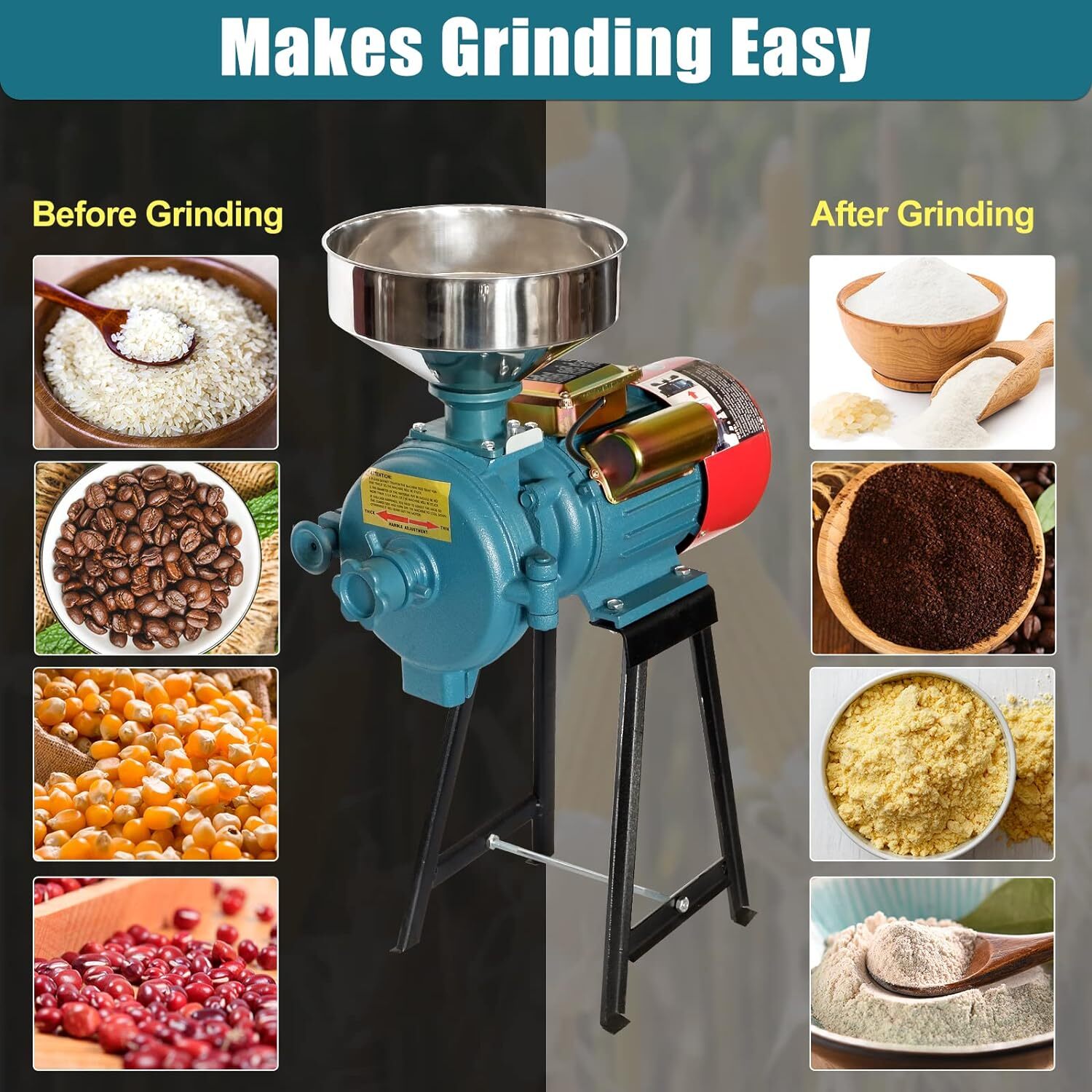 NAIZEA 3000W Electric Grain Mill Cereals Corn Grain Coffee Wheat Feed Machine