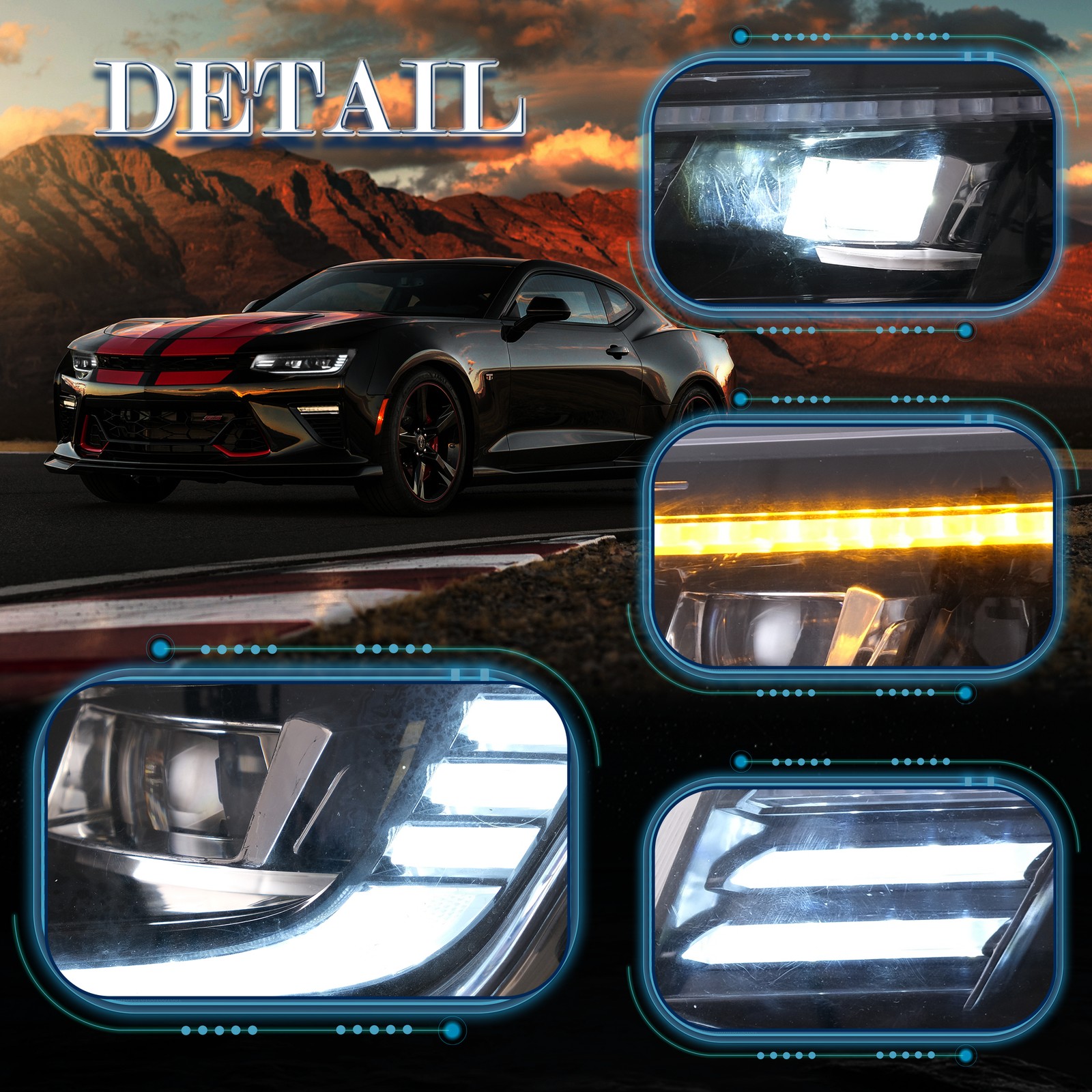 VLAND LED Headlights For 2016-2018 Chevrolet Camaro W/Sequential & Animation