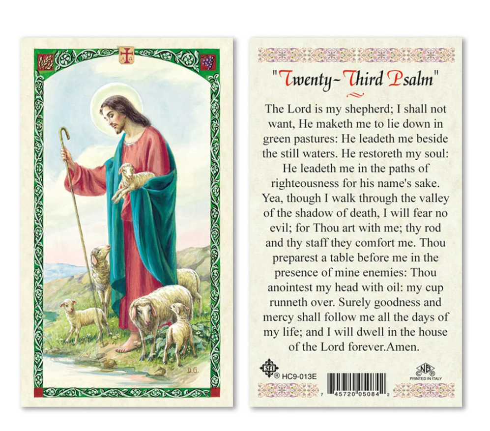 Laminated "Psalm 23 Lord is My Shepherd" & "Footprints" Holy Prayer Card Set