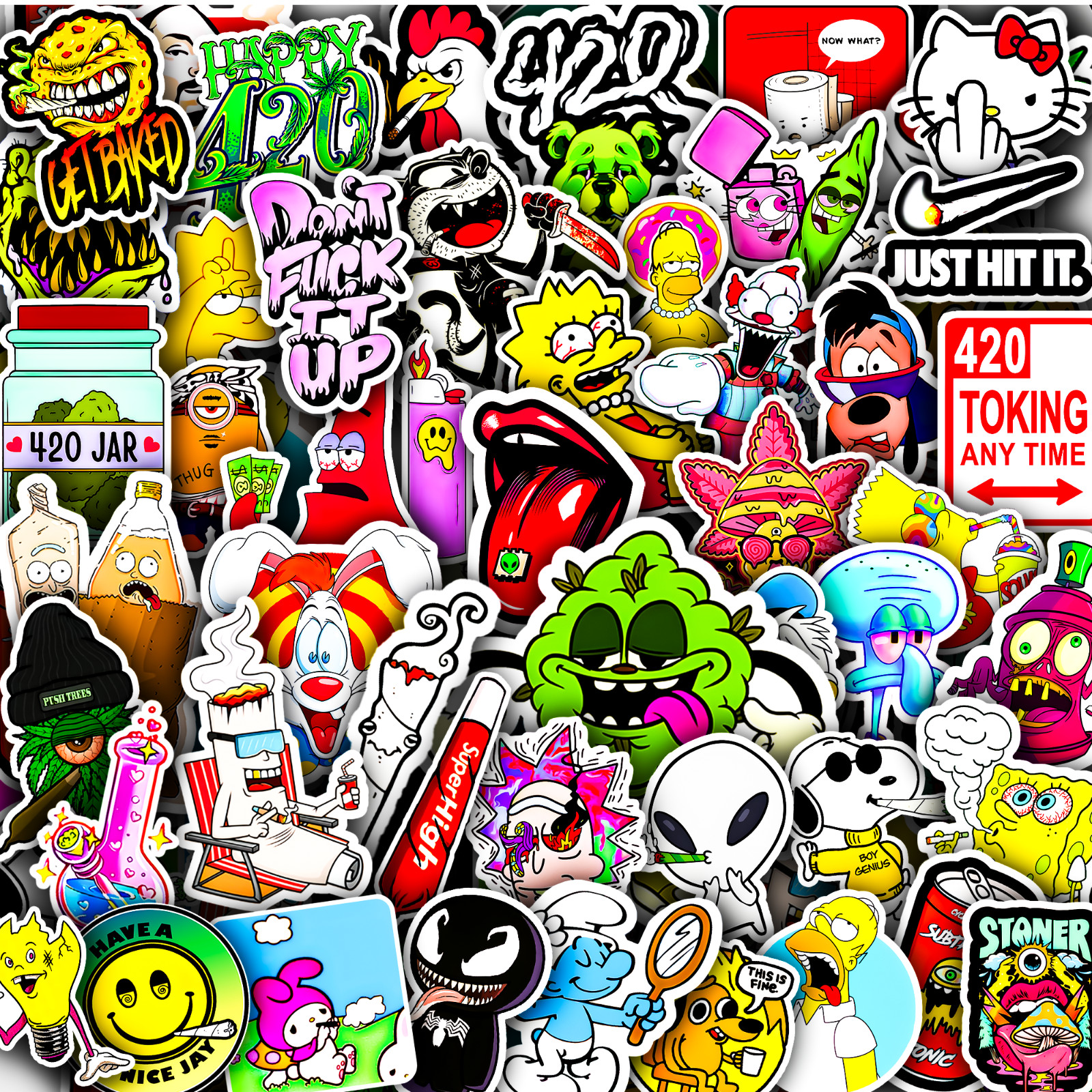 50 pcs Random Vinyl Stickers Pack Graffiti Urban Decals for Laptops, Skateboards