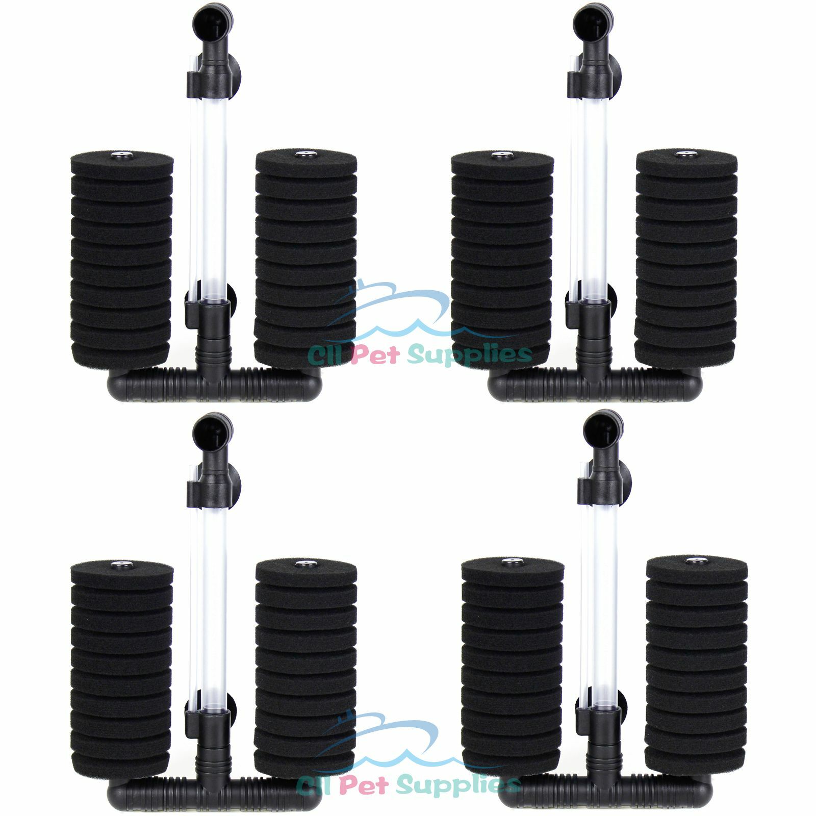 4 pcs Bio Sponge Filter Betta Fry Aquarium Fish Tank Double Sponge up to 55 Gal