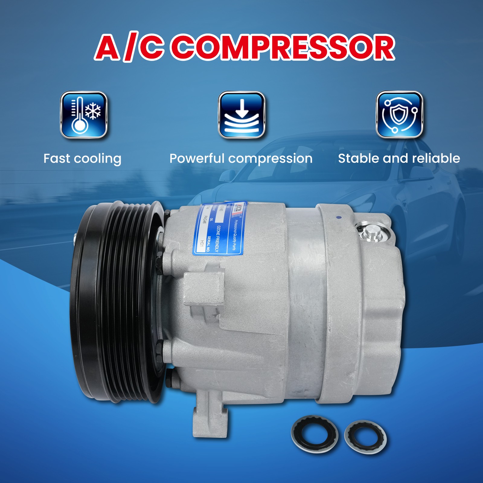 W/6-Groove Pulley A/C Compressor for Buick LeSabre Oldsmobile Pontiac Bonneville