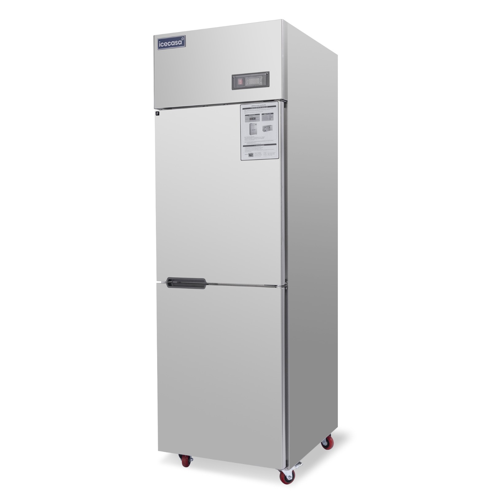 ICECASA 24" Commercial Reach In Freezer Split Door 15 Cu.ft Stainless Steel