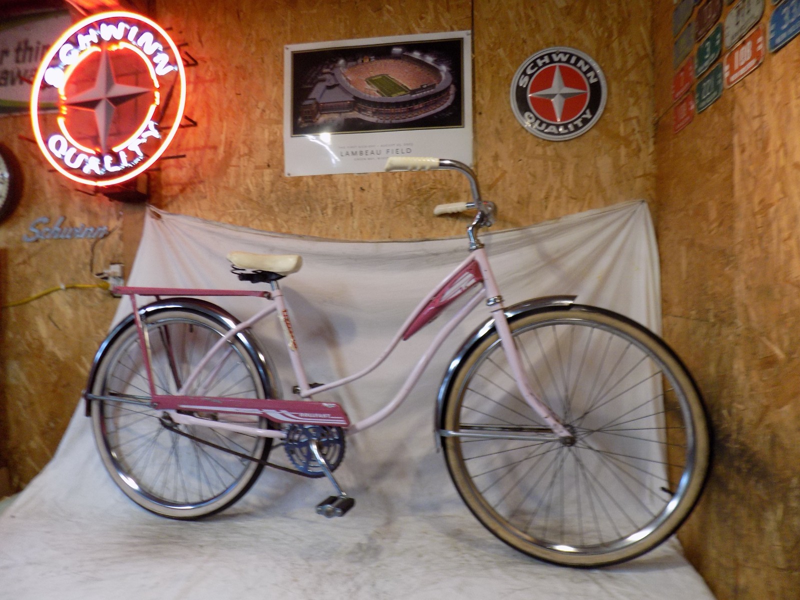1960s ROLLFAST PINK LADIES TANK BIKE JC HIGGINS MURRAY JET RACK VINTAGE CUTE!