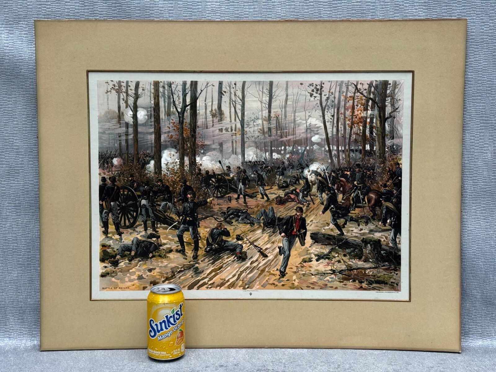 BATTLE OF SHILOH PITTSBURG ORIGINAL CIVIL WAR LITHOGRAPH L. PRANG 1888 BOSTON