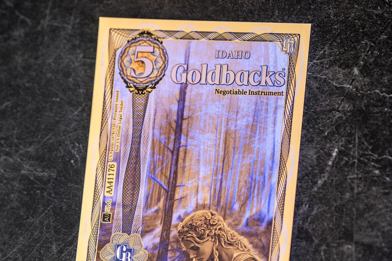 2026 - 5 IDAHO Goldback Aurum Gold Foil Note 1/200 oz 24kt .999 Fine PRESALE