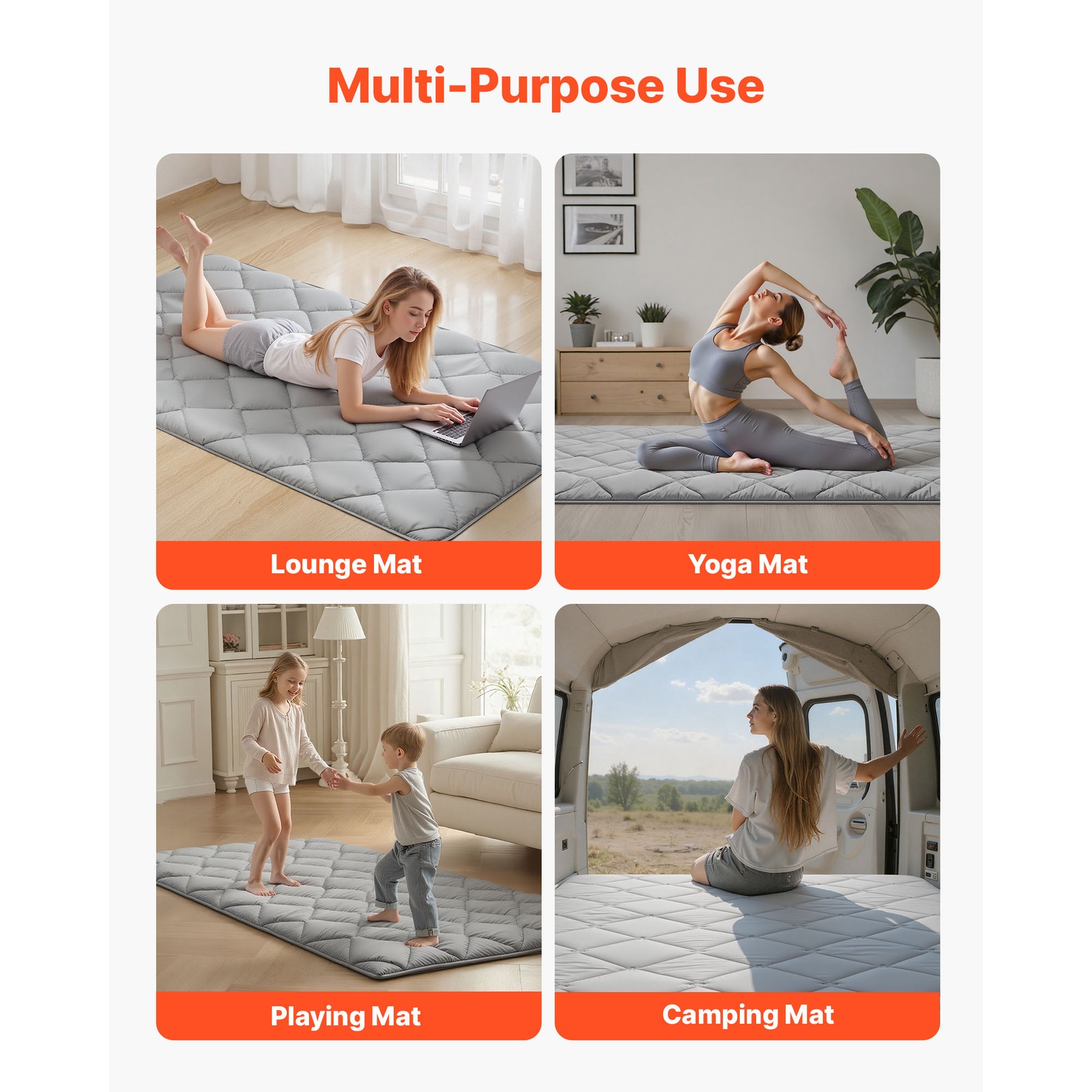 Uimoso Japanese Tatami Mat Twin Foldable Futon Mattress with Storage Bag Gray