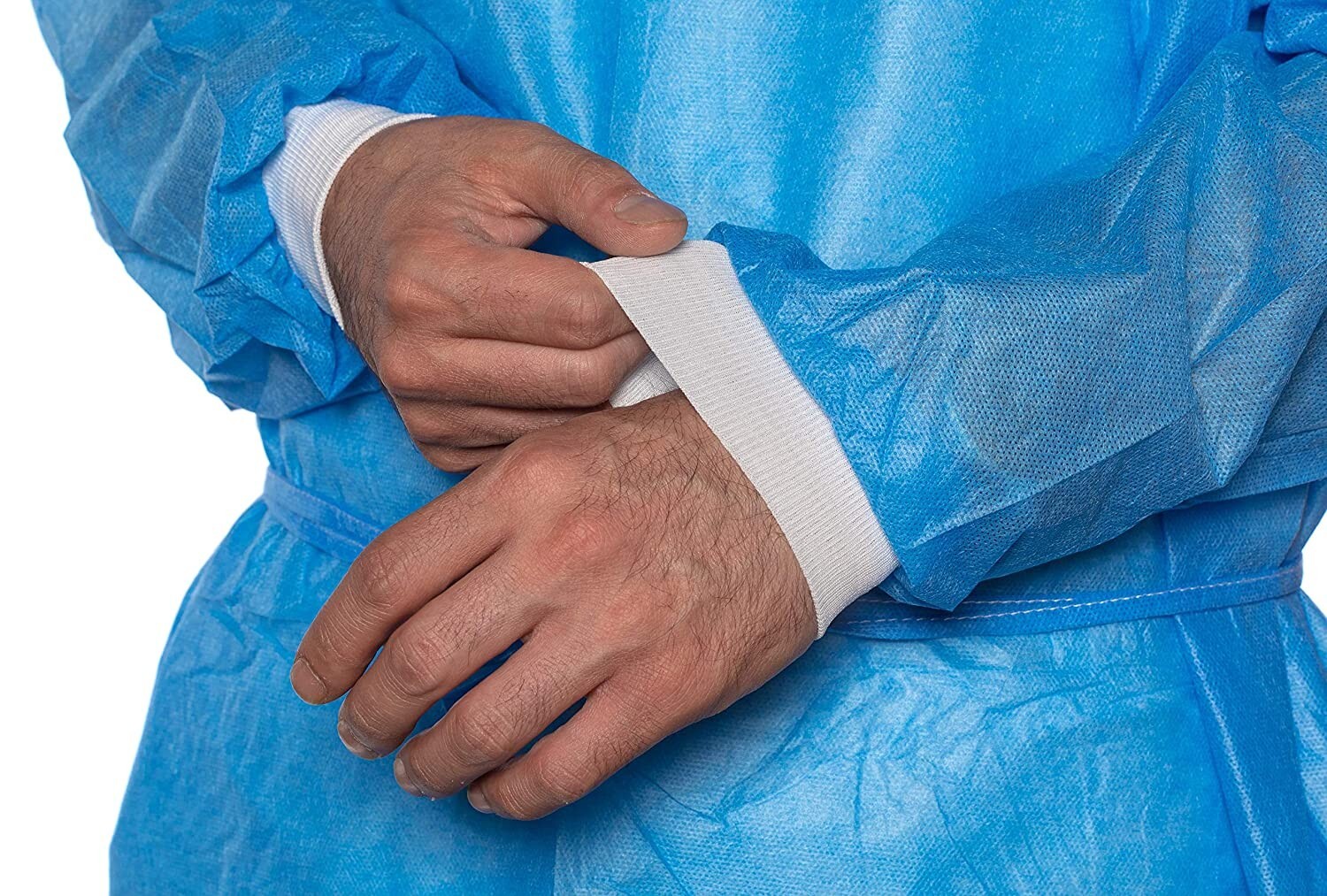 200 Blue Disposable Medical Gowns w/ Knitt Cuffs Dentists Hospital (2 Pack)