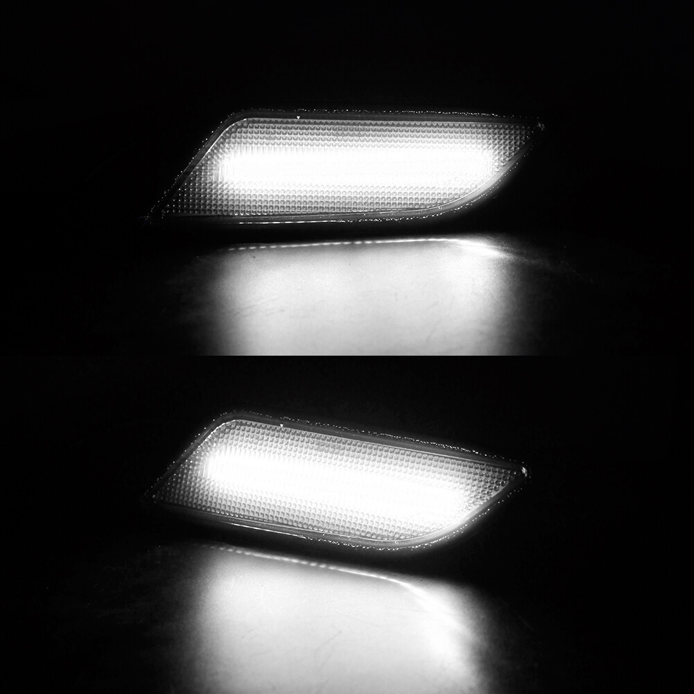 White LED Side Marker Lights Smoke Lens For 2012-14 Mercedes W204 C250 C300 C350