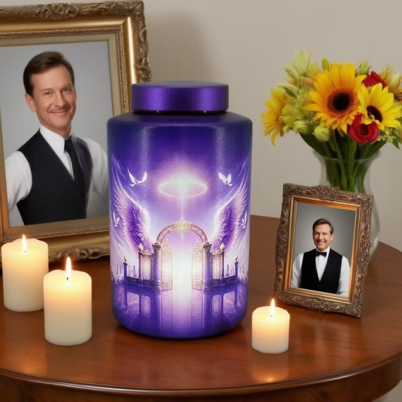 Mianachilu Large Cremation Urn for Adult Female Male 220 lbs, Purple