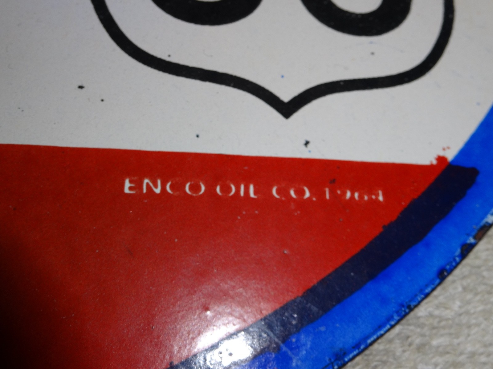 VINTAGE 1964 ESSO PUT A TIGER IN GAS TANK +ROUTE 66 11 3/4" PORCELAIN METAL SIGN