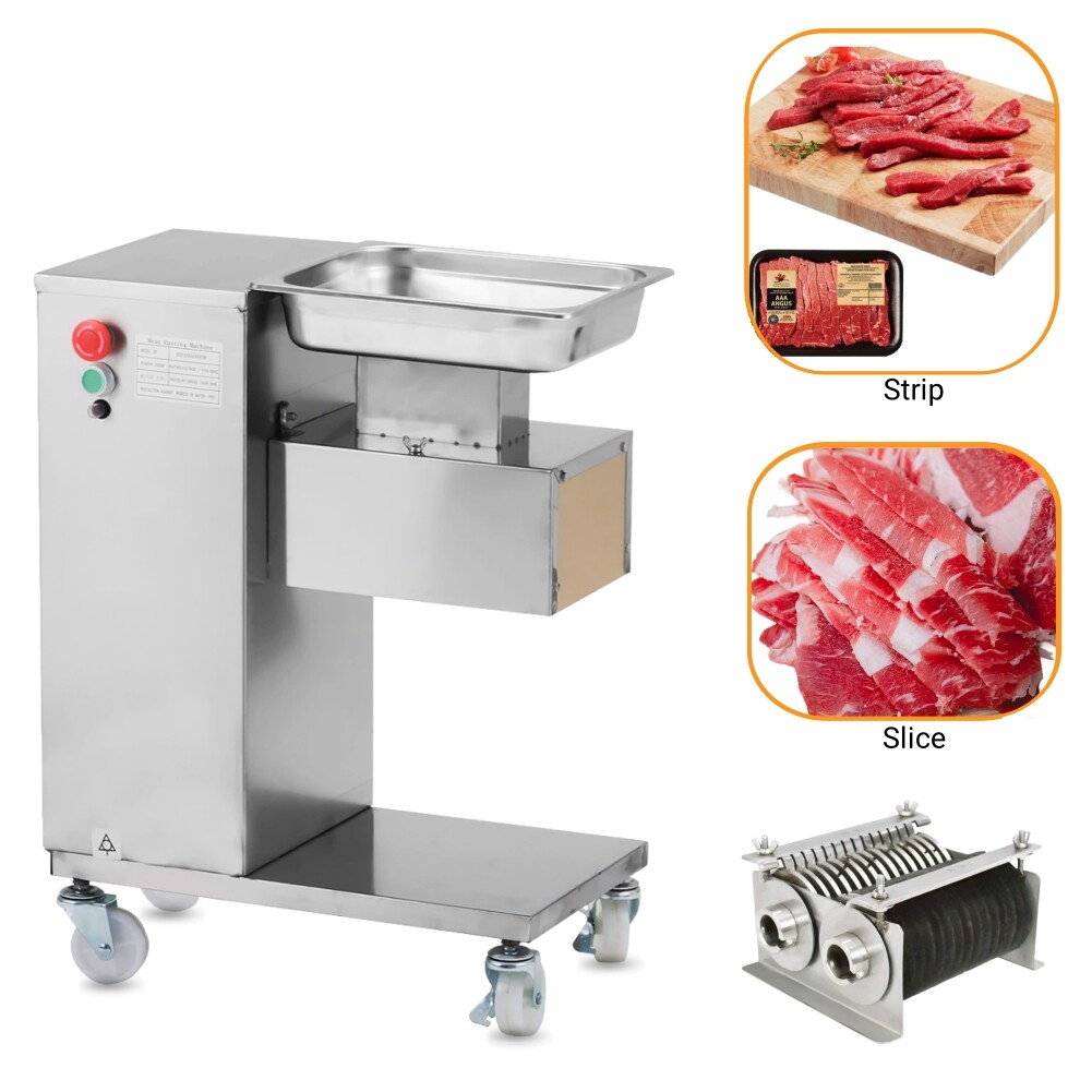 QE Meat Cutting Machine 110V Meat Cutter Slicer with 3/5mm Blade 500KG/H Output