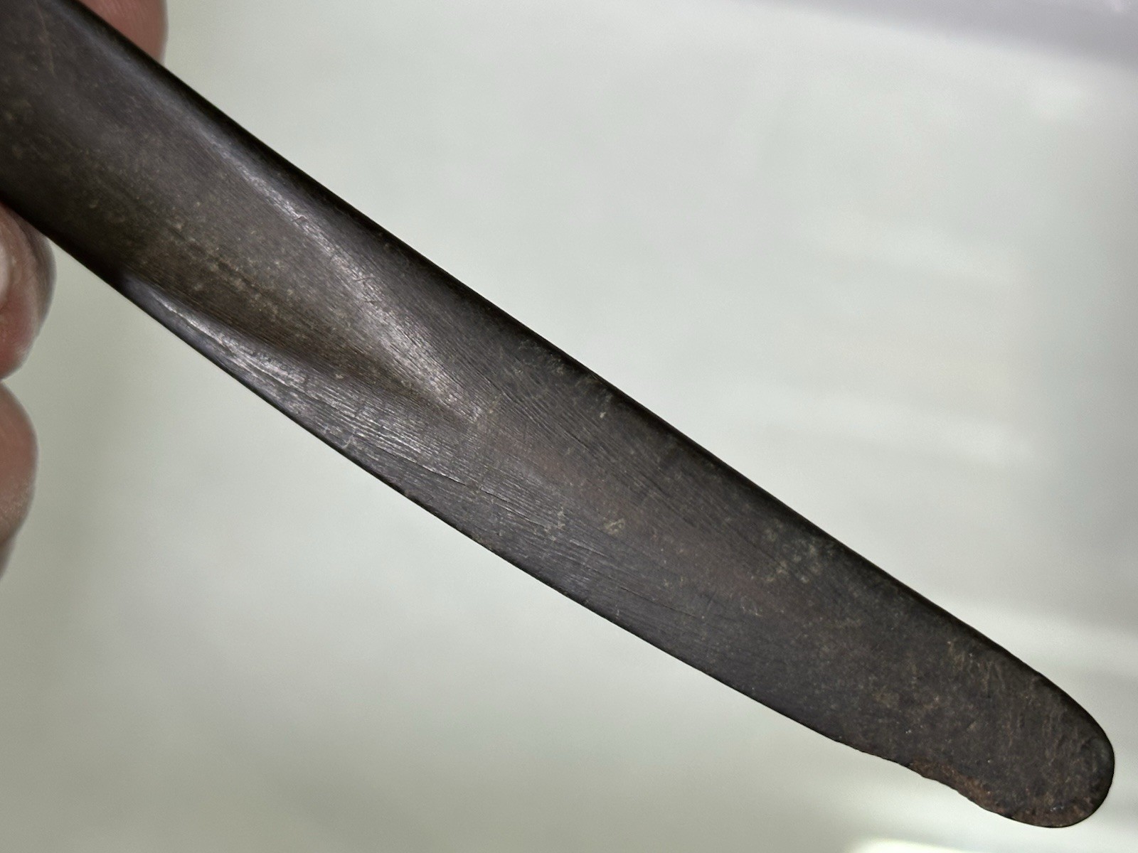 19th C Native American Plains Indian Sioux Carved Horn Spoon Scoop Ladle 10 1/4”