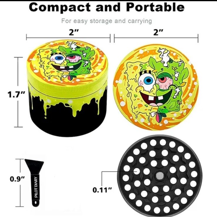 2 Inch Raw Grinder 4-Layer 50mm for Herb & Tobacco Alloy Metal [Random Design]