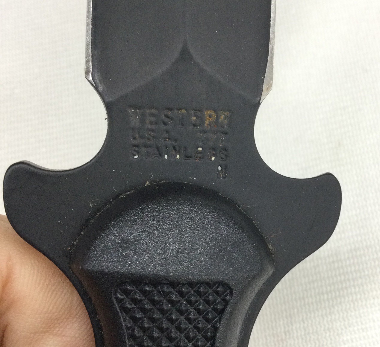 Western Cutlery 777 boot knife with sheath, double-edge, used