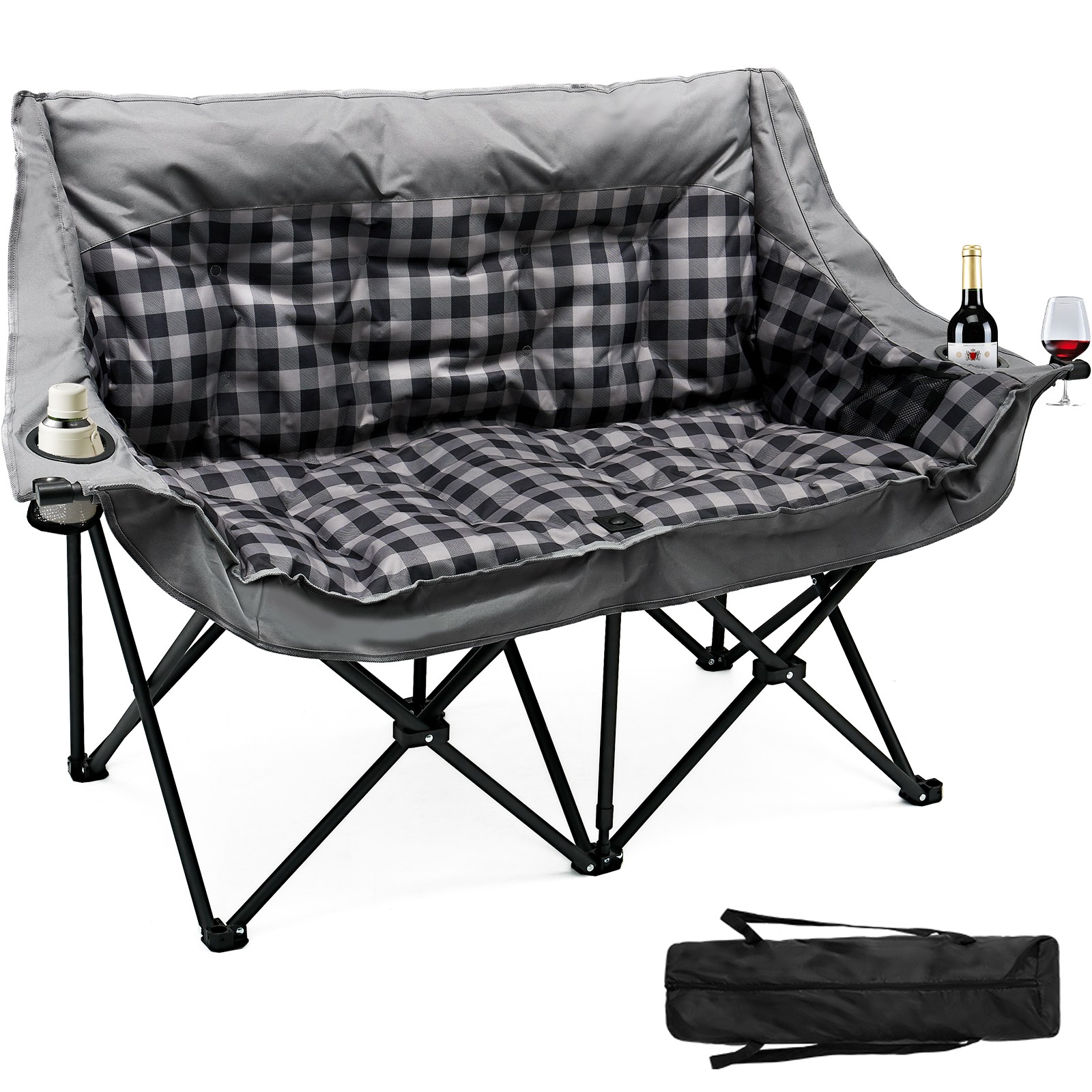 NAIZEA Double Camping Chair Oversized Loveseat 3" Thick Padded 2 Person Chairs