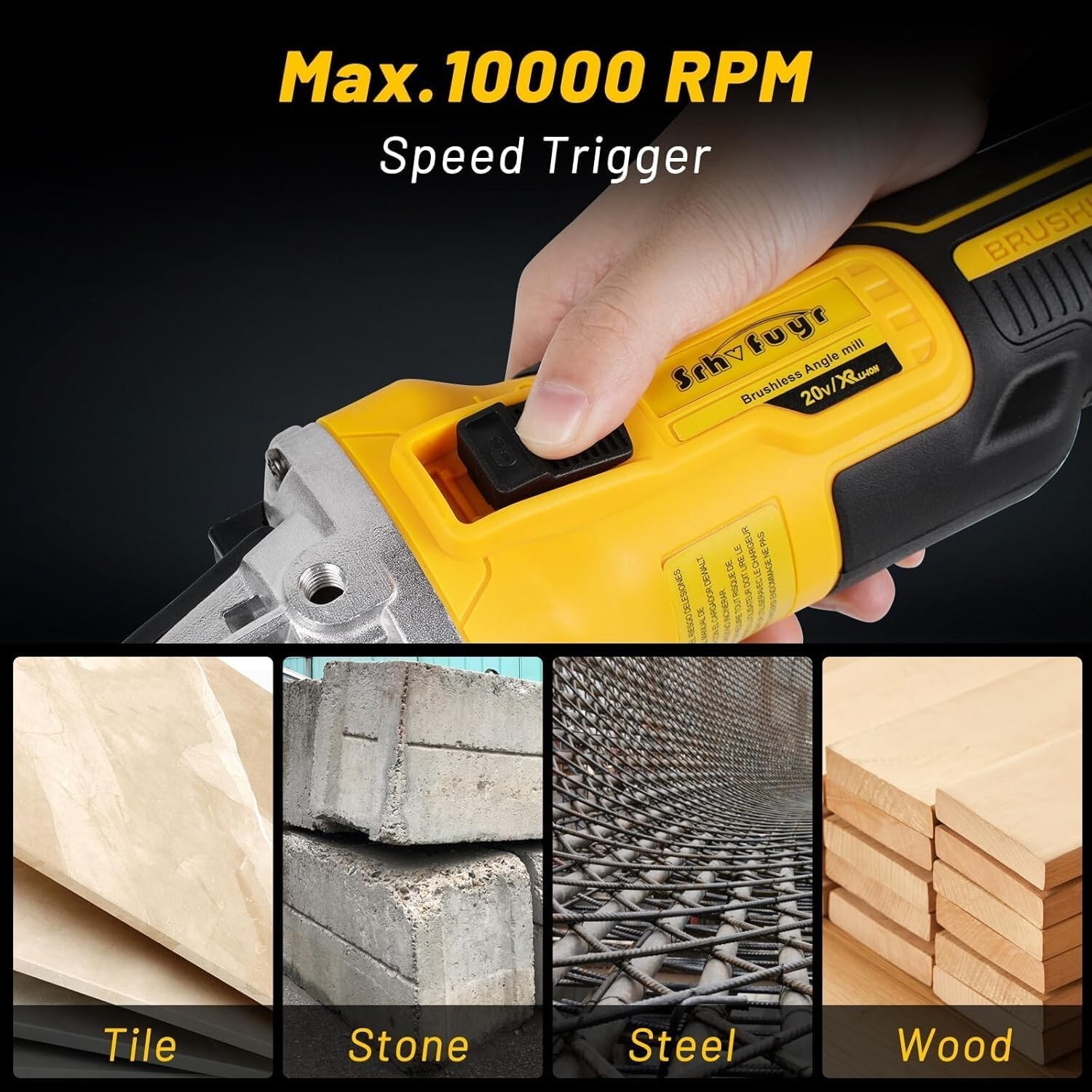 Cordless Angle Grinder Fits Dewalt 20V Battery (No Battery) 4-1/2 in. 10000 RPM