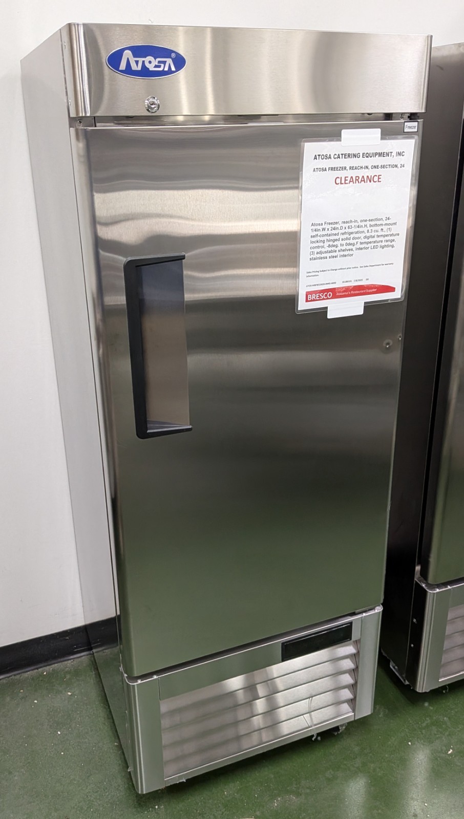 Atosa MBF8520GR Freezer, Reach-In, One-Section, 24-1/4"W x 24"D x 63-1/4"H