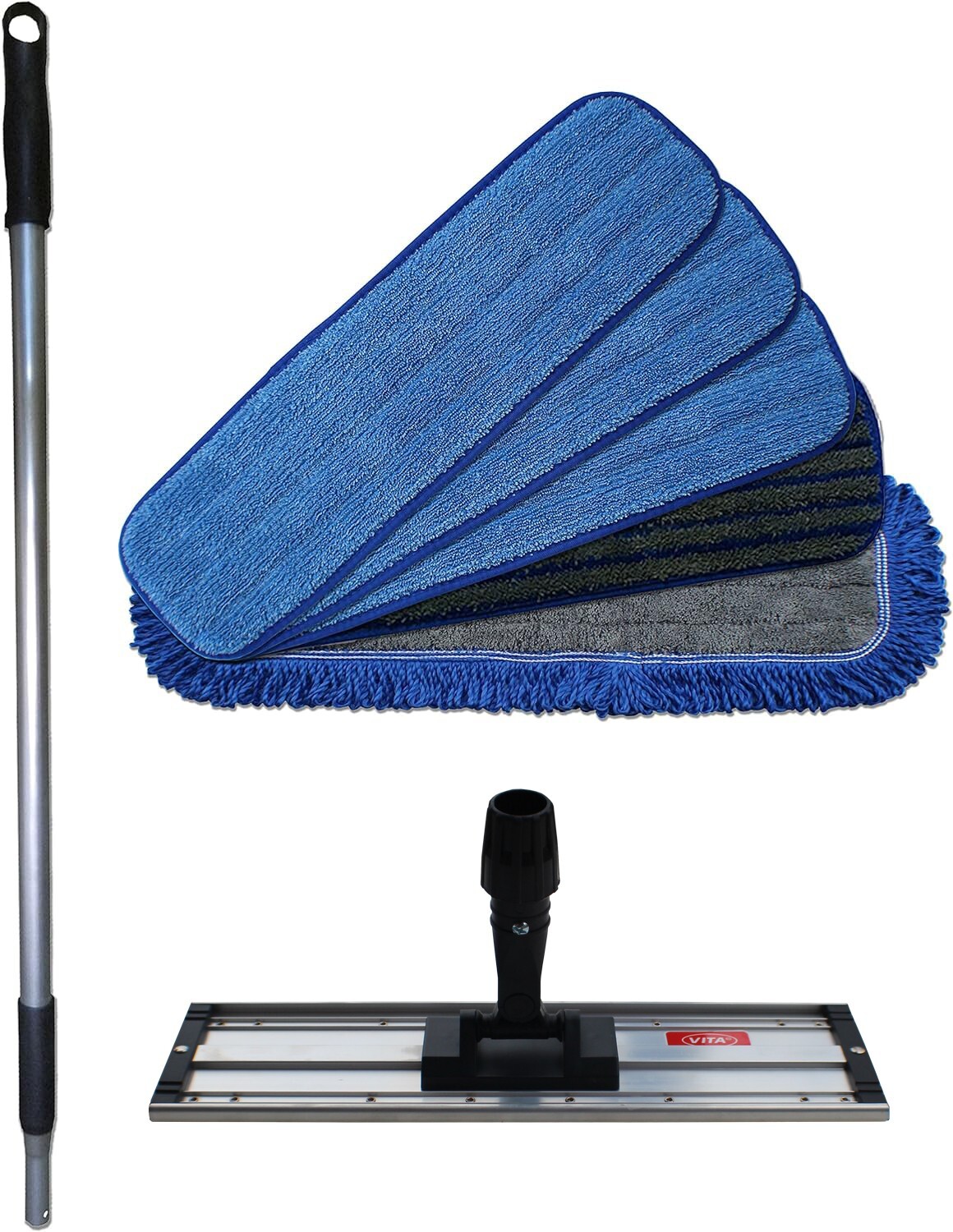 Ultimate 18" Microfiber Mop System - Handle, Frame and 3 Types Cleaning Pads