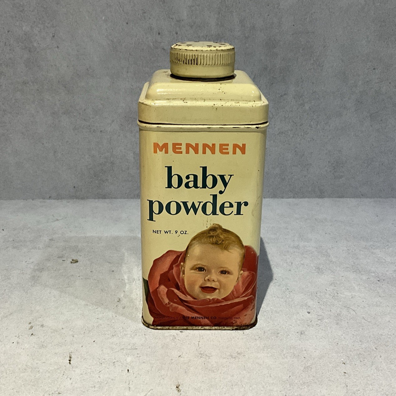 Vintage Mennen Baby Powder Full Advertising Tin