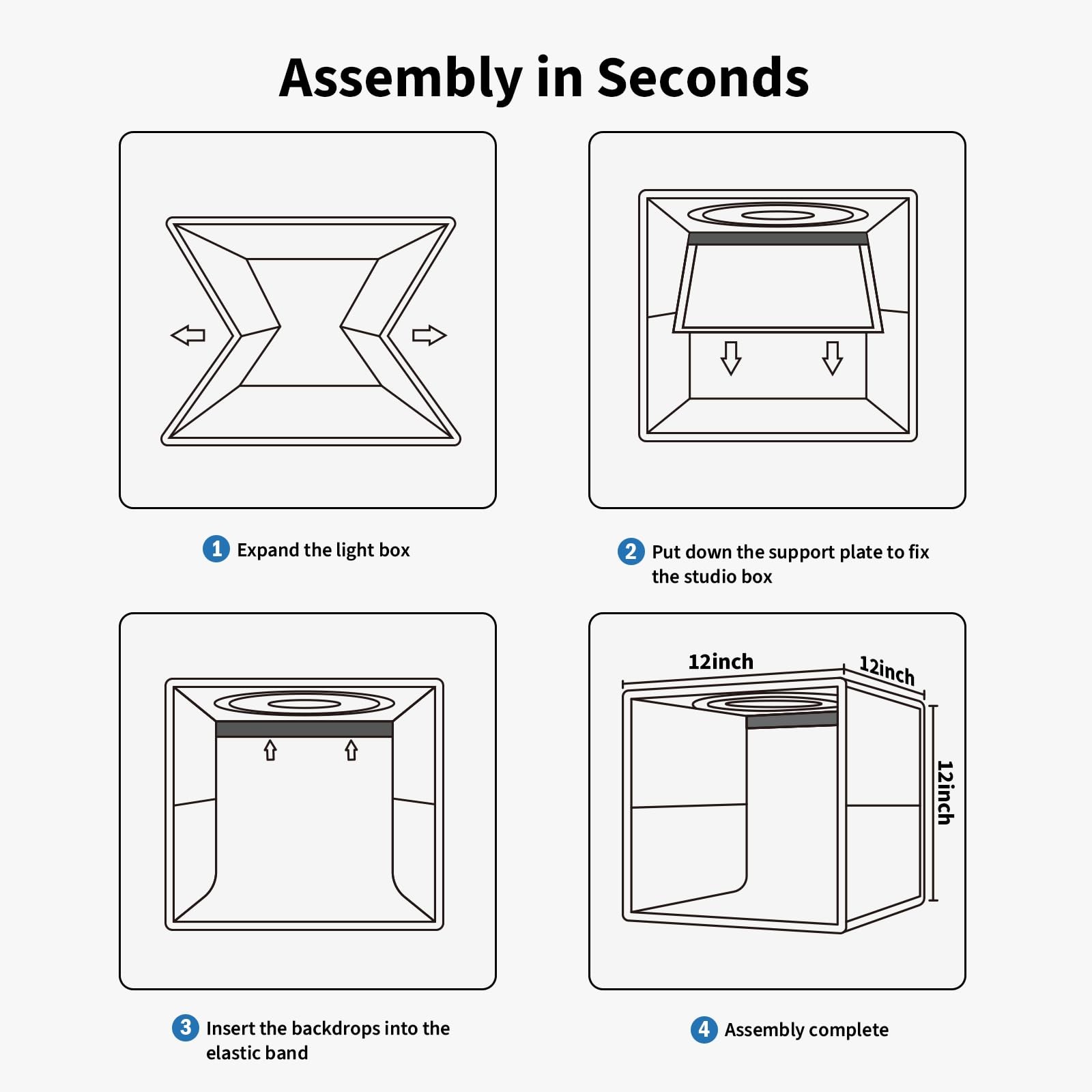 Portable Photo Studio Light Box,12"x12" Professional Dimmable Shooting Tent K...