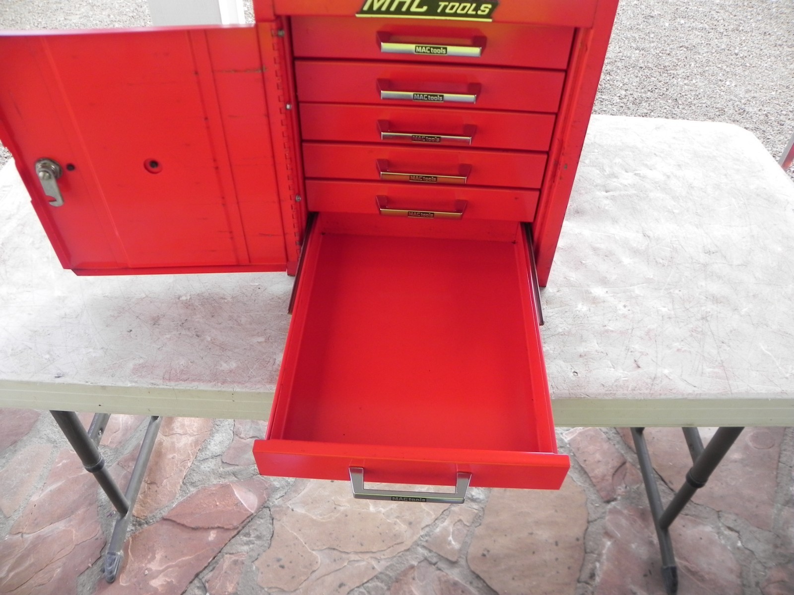 Vintage Mac Tools MB302 H3 6 Drawer Mini Side Cabinet Red USA 2 Keys (NICE)