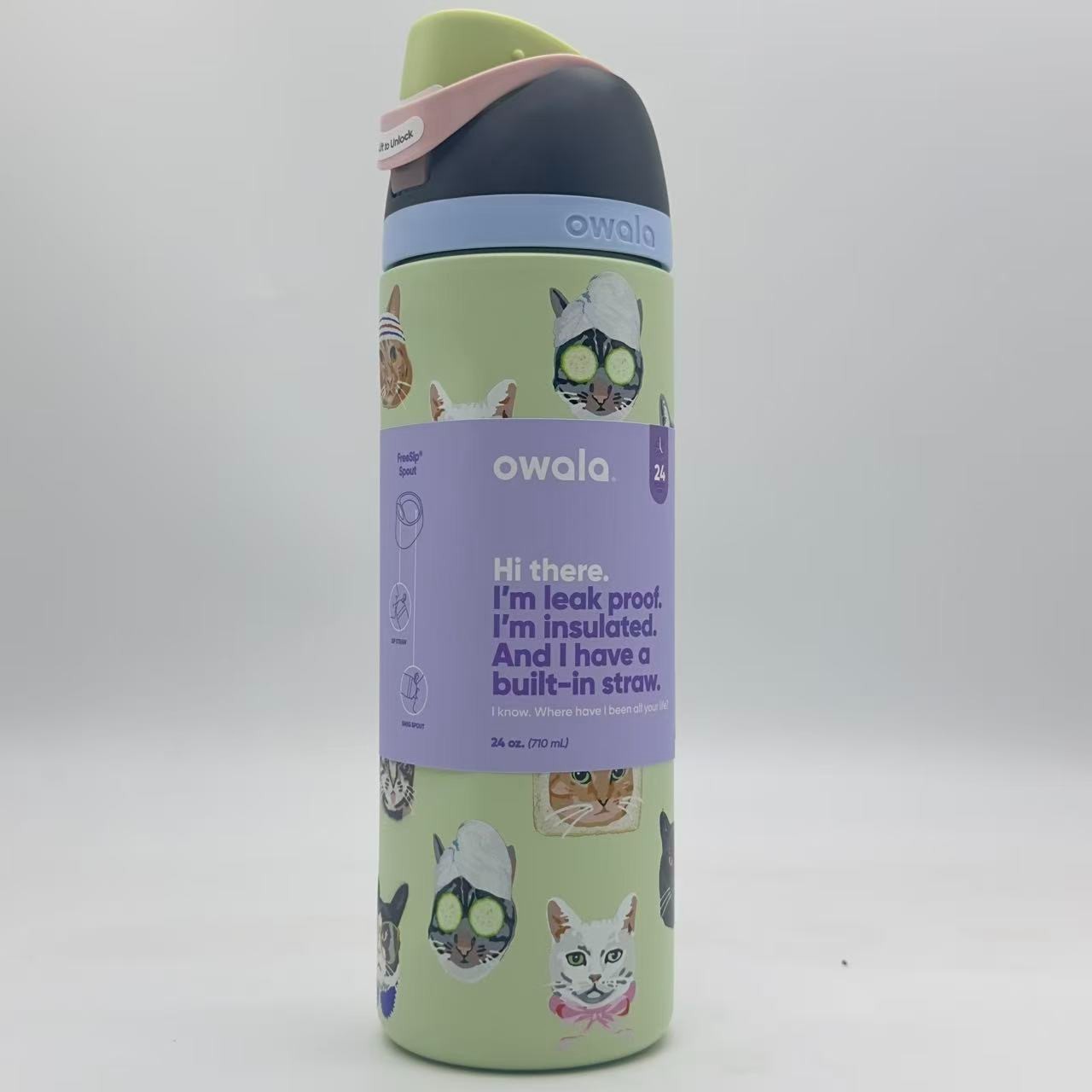 Owala 24oz FreeSip Water Bottle Cat Collage Catwala Urban Outfitters Exclusive