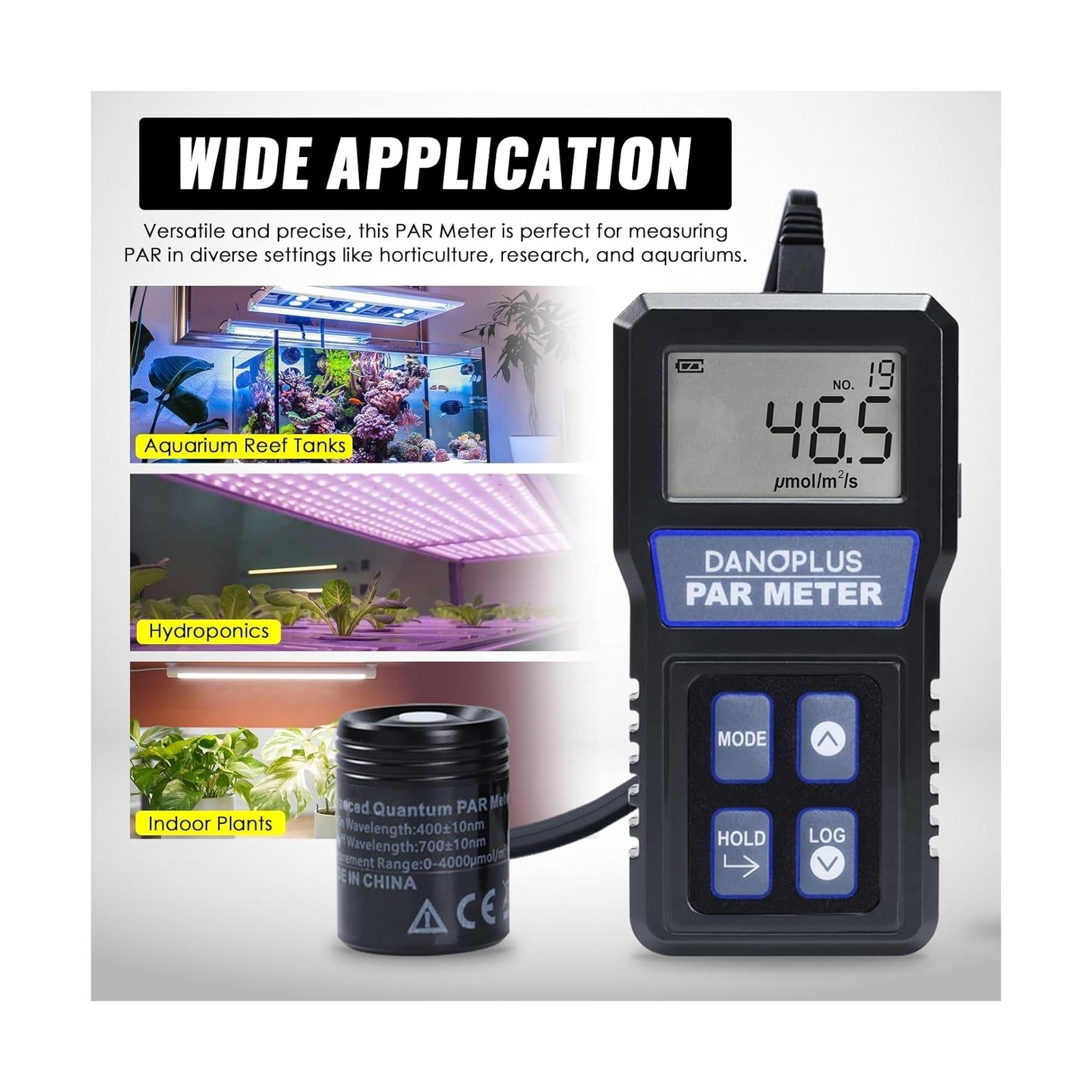 Quantum PAR Meter, Waterproof PAR Meter for Reef Tank Aquarium Plants IP68 Qu...