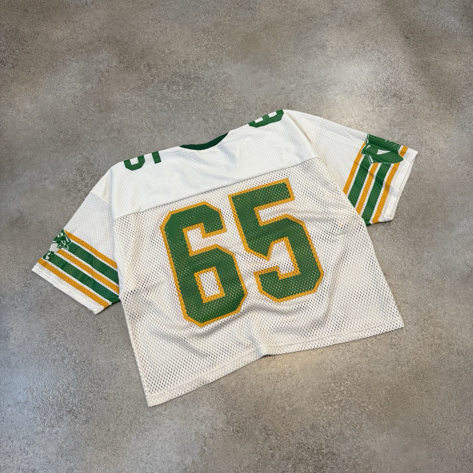 Vintage 80s Boxy Cropped Mesh Practice Football Jersey 2XL White Panthers #65