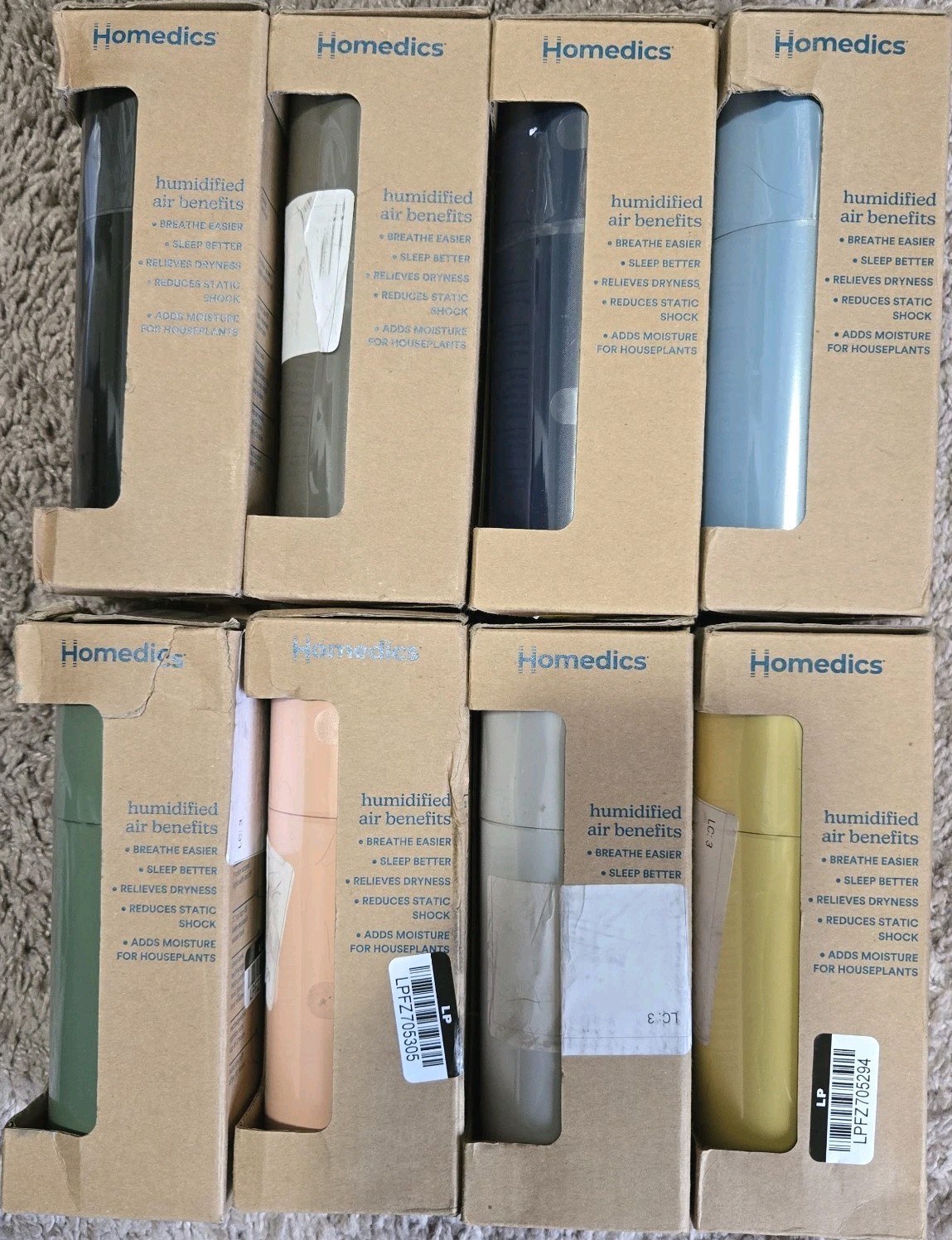 Homedics Portable USB Ultrasonic Humidifier Travel Size -Choose Your Color- New