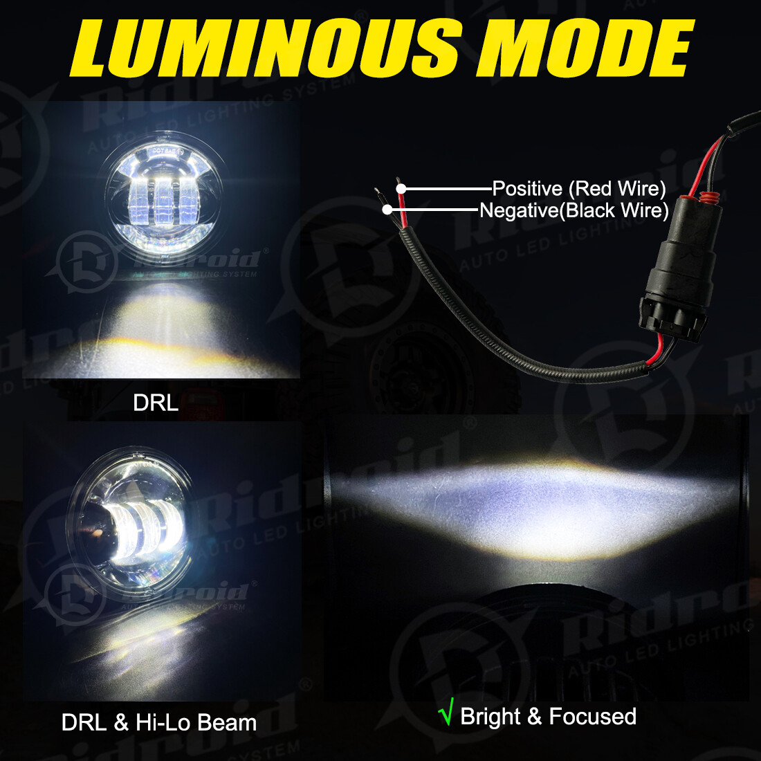 Black 7" LED Headlight & 4.5" Fog Passing Lamps For Harley Davidson Street Glide