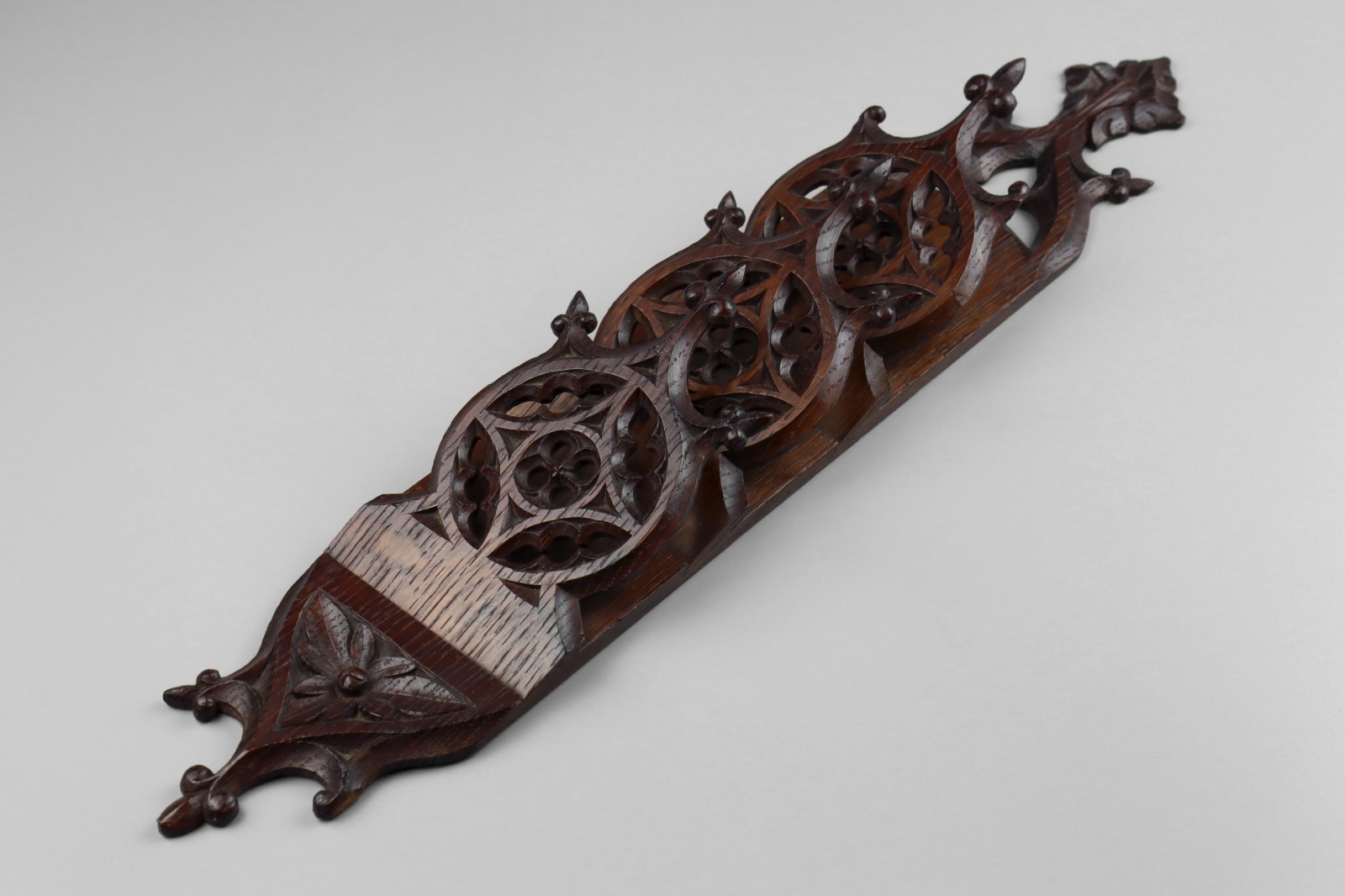 Antique 19th Century Ecclesiastical Gothic Carved Wood Letter Rack Holder