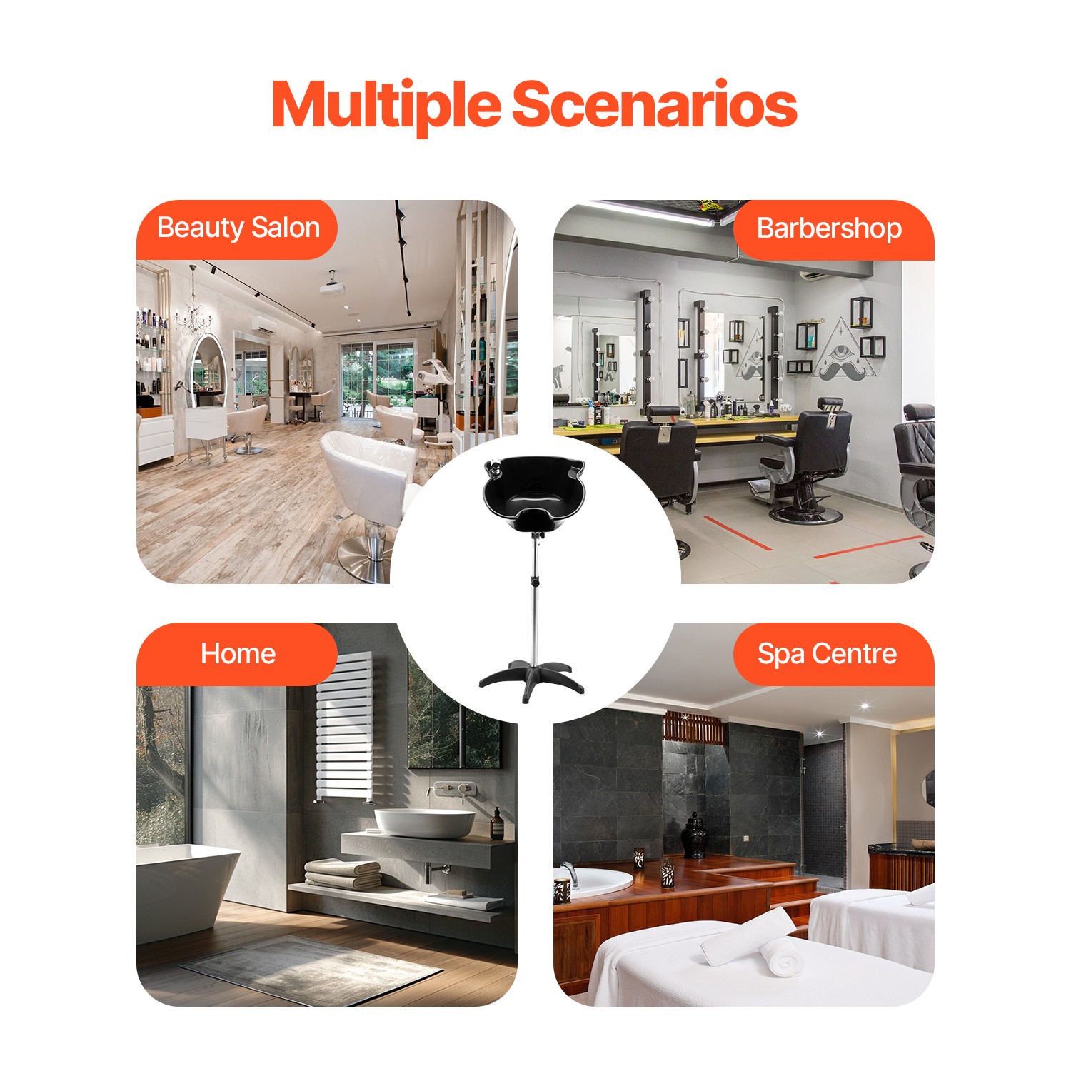 Uimoso Portable Hair Washing Basin with Drain Hose, Adjustable Height and Angle