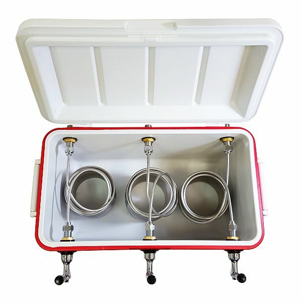 Jockey Box Cooler - 3 Faucet, 5/16" x 50' Stainless Steel Coils, 48qt Draft Beer