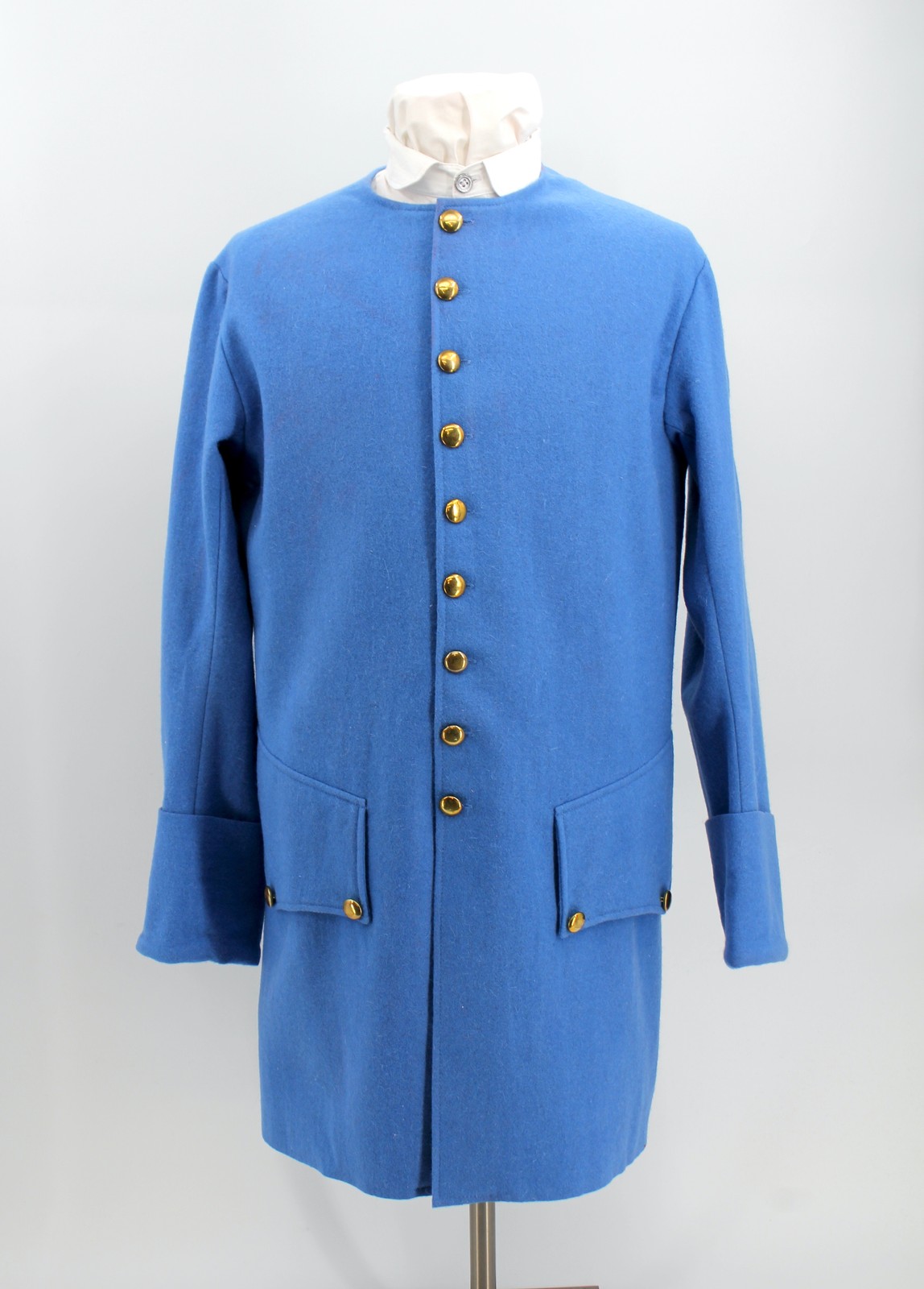 French Blue Wool Sleeved Waistcoat Size 46 / XL