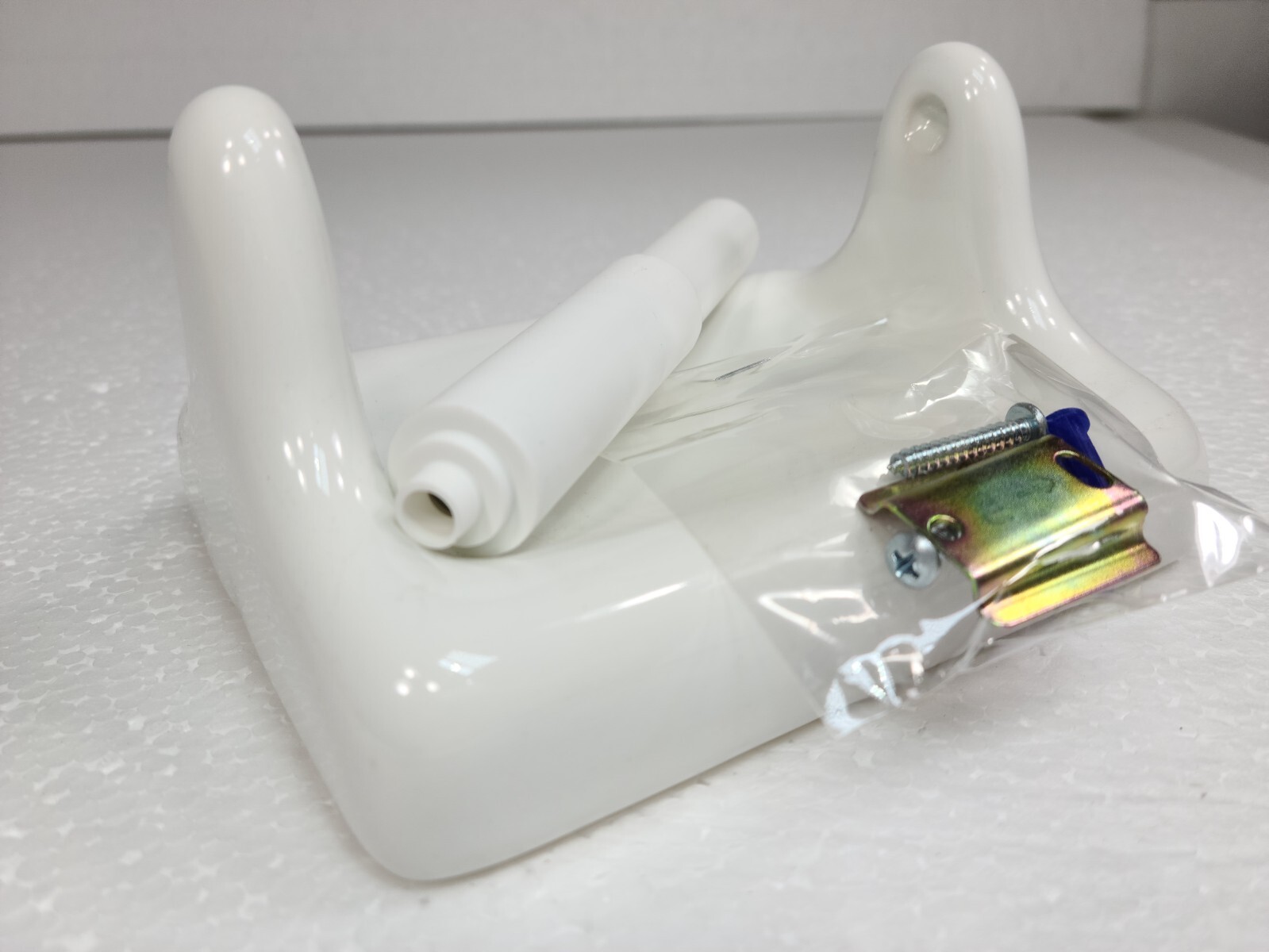 Vintage White Ceramic TP Toilet Paper Holder Screw in Drywall Mid Century Modern