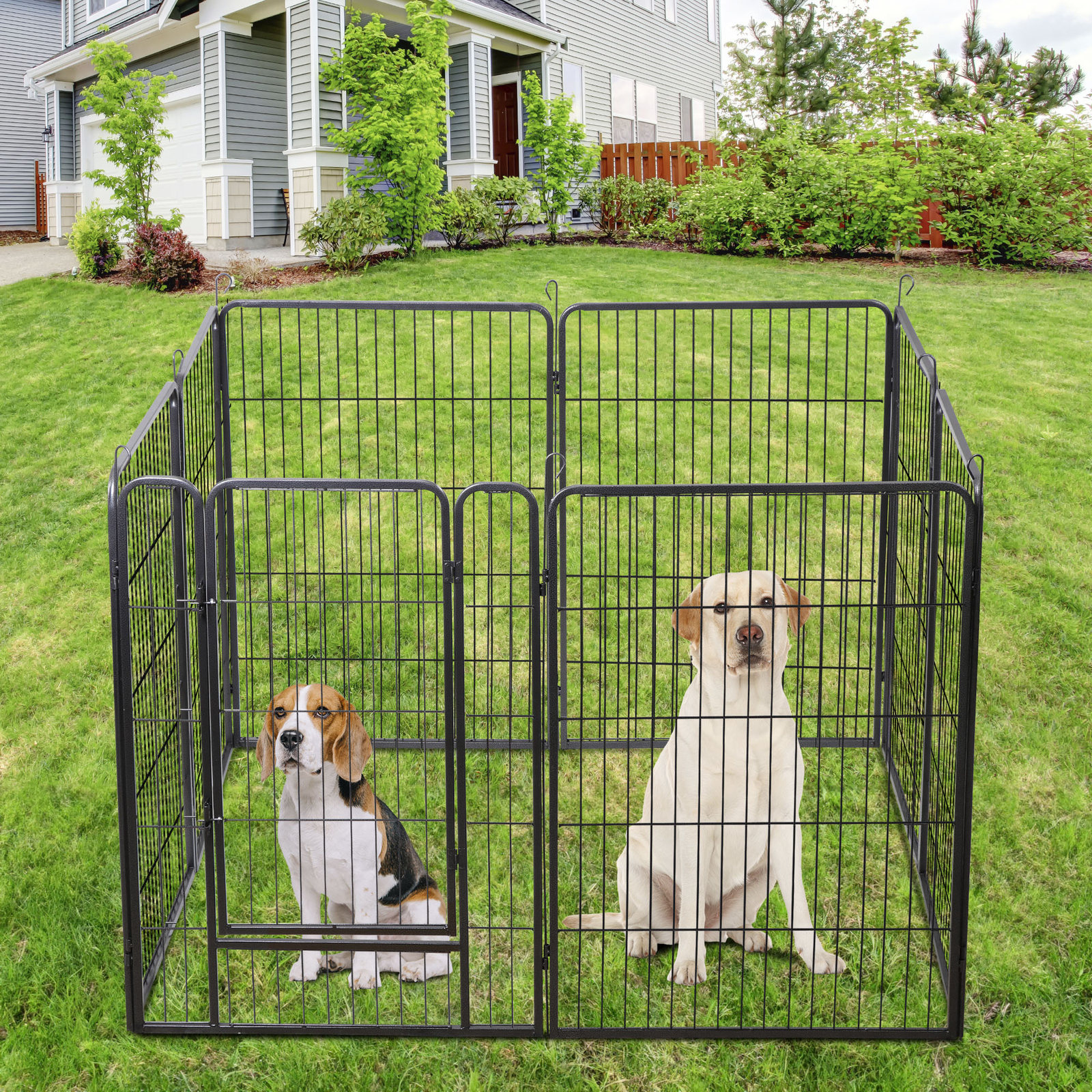 Dog Playpen 40" Height 8 Panels Metal Dog Fence Portable Dog Pen for Yard Black