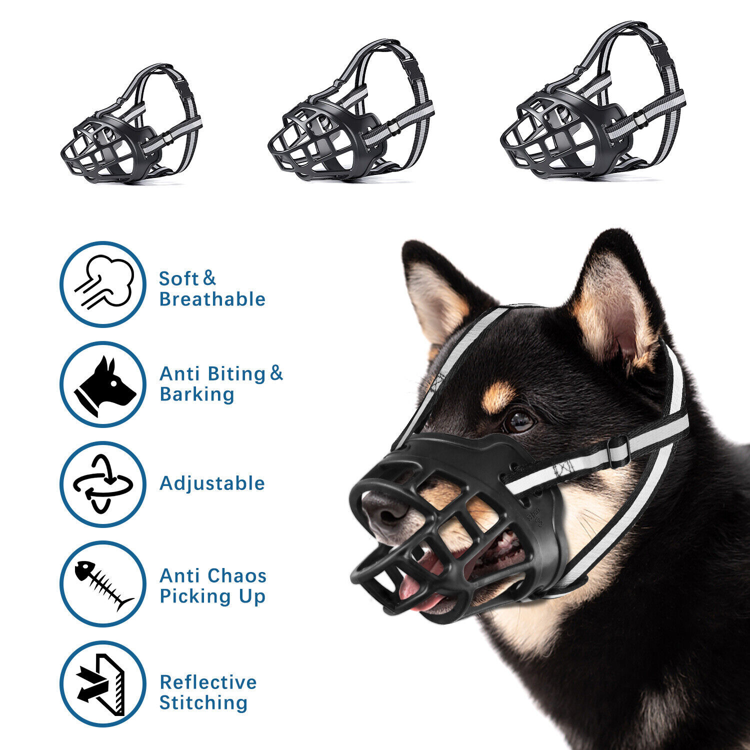 Adjustable Pet Dog No Bite Muzzle Cage Mouth Mesh Cover For XS S M L XL XXL USA