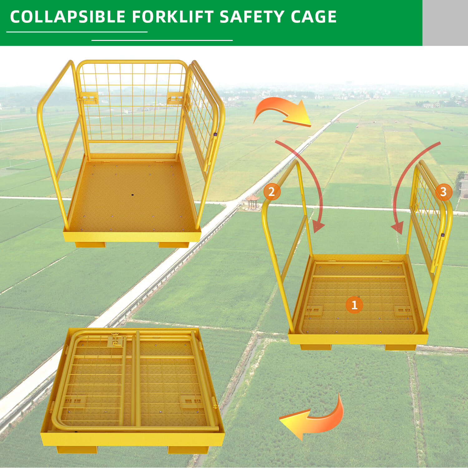 Forklift Safety Cage Work Platform 36" x 36" Construction Basket Aerial 1150 LBS