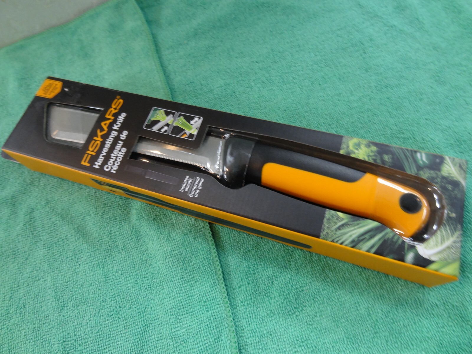NEW Fiskars Orange/Black Food Gardening Harvesting Knife, Includes Sheath 340150