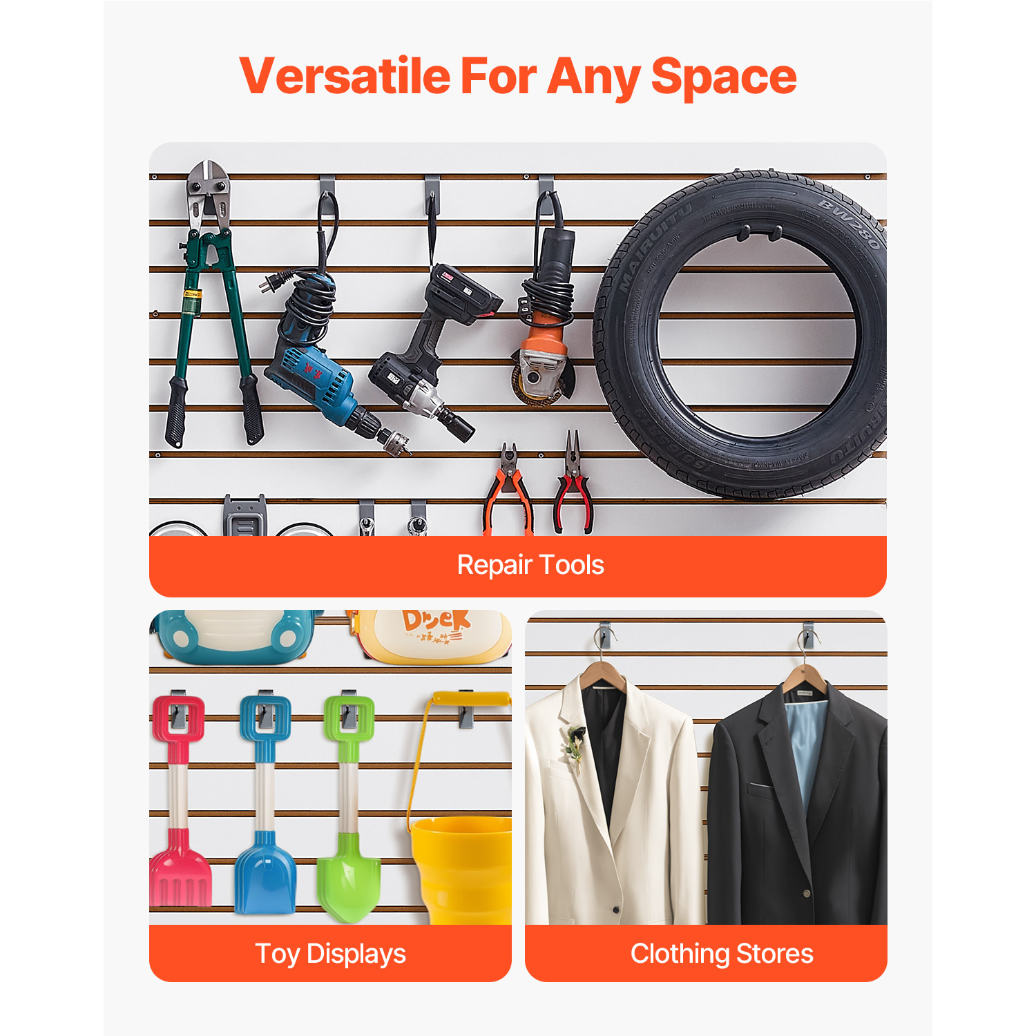 4 x 4 ft Slat Wall Paneling MDF White Garage Slatwall with Modular Design