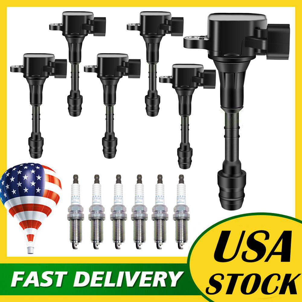 6 Pack Ignition Coil & Iridium Spark Plug For Infiniti M35 G35 I35 FX35 V6 UF349