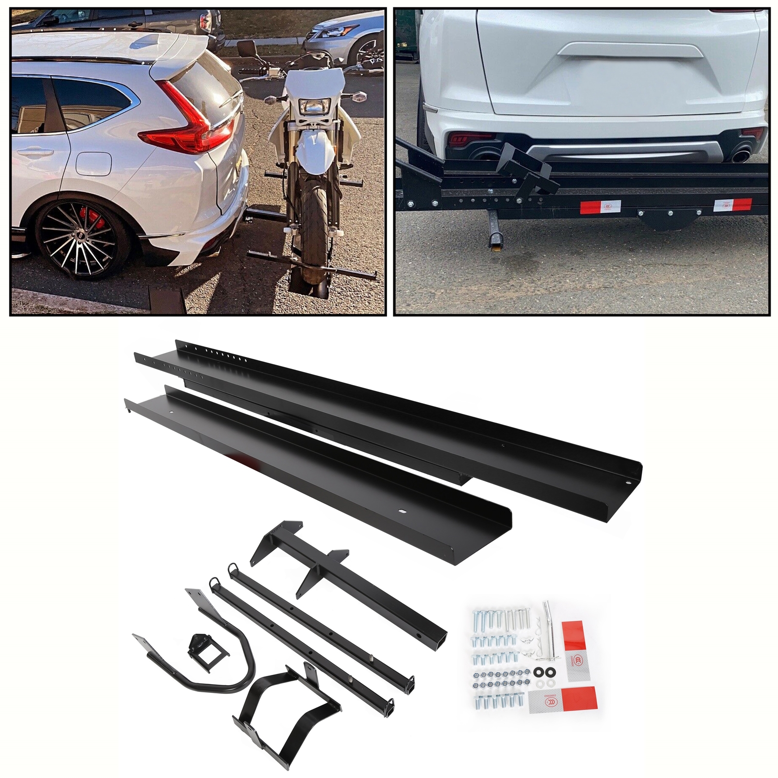 600 LBS Motorcycle Carrier Heavy Duty Dirt Bike Rack Hitch Mount Hauler w/ Ramp