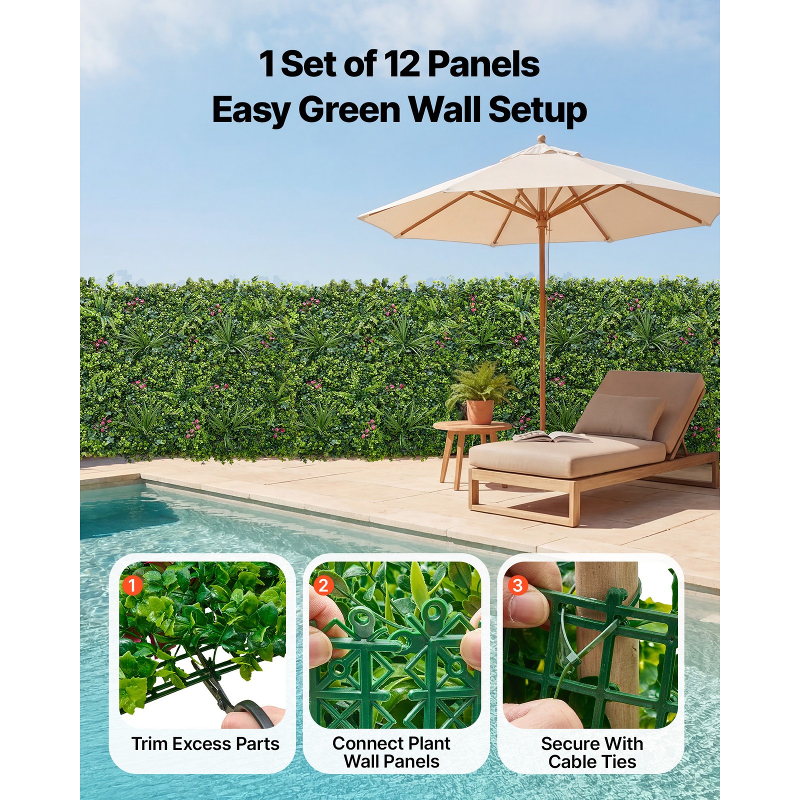 Uimoso Artificial Plant Wall Panels 12PCS 20 x 20 in Greenery Backdrop