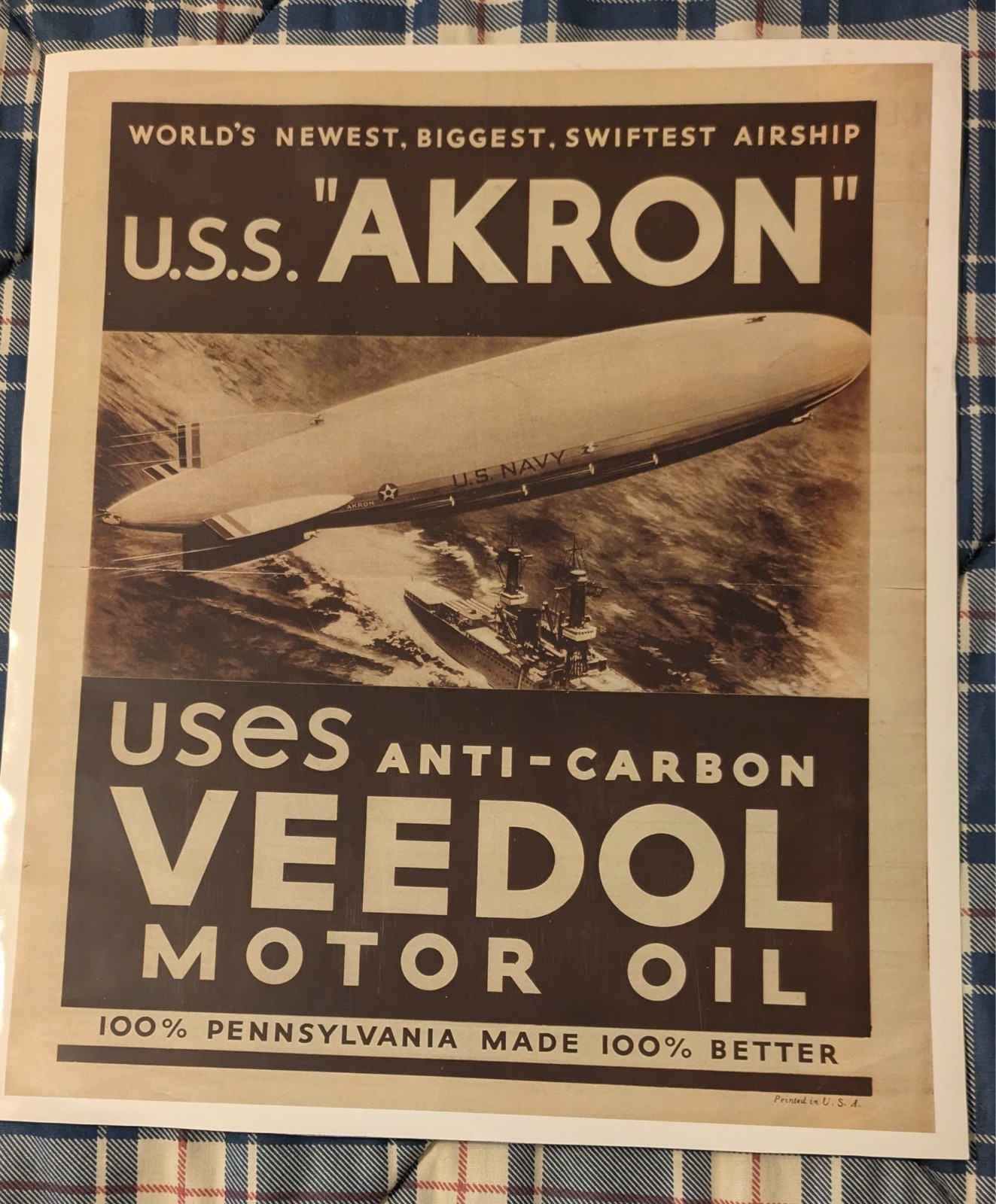 USS Akron Veedol Motor Oil Ad