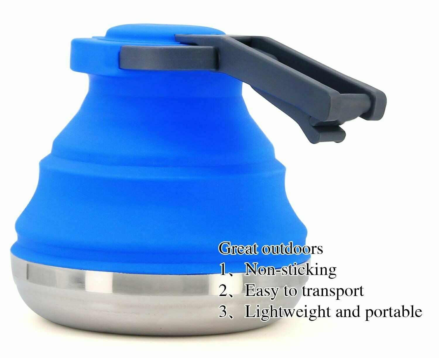 Portable Collapsible Camping Kettle For Hiking, Travel & Outdoors 42 OZ Capacity